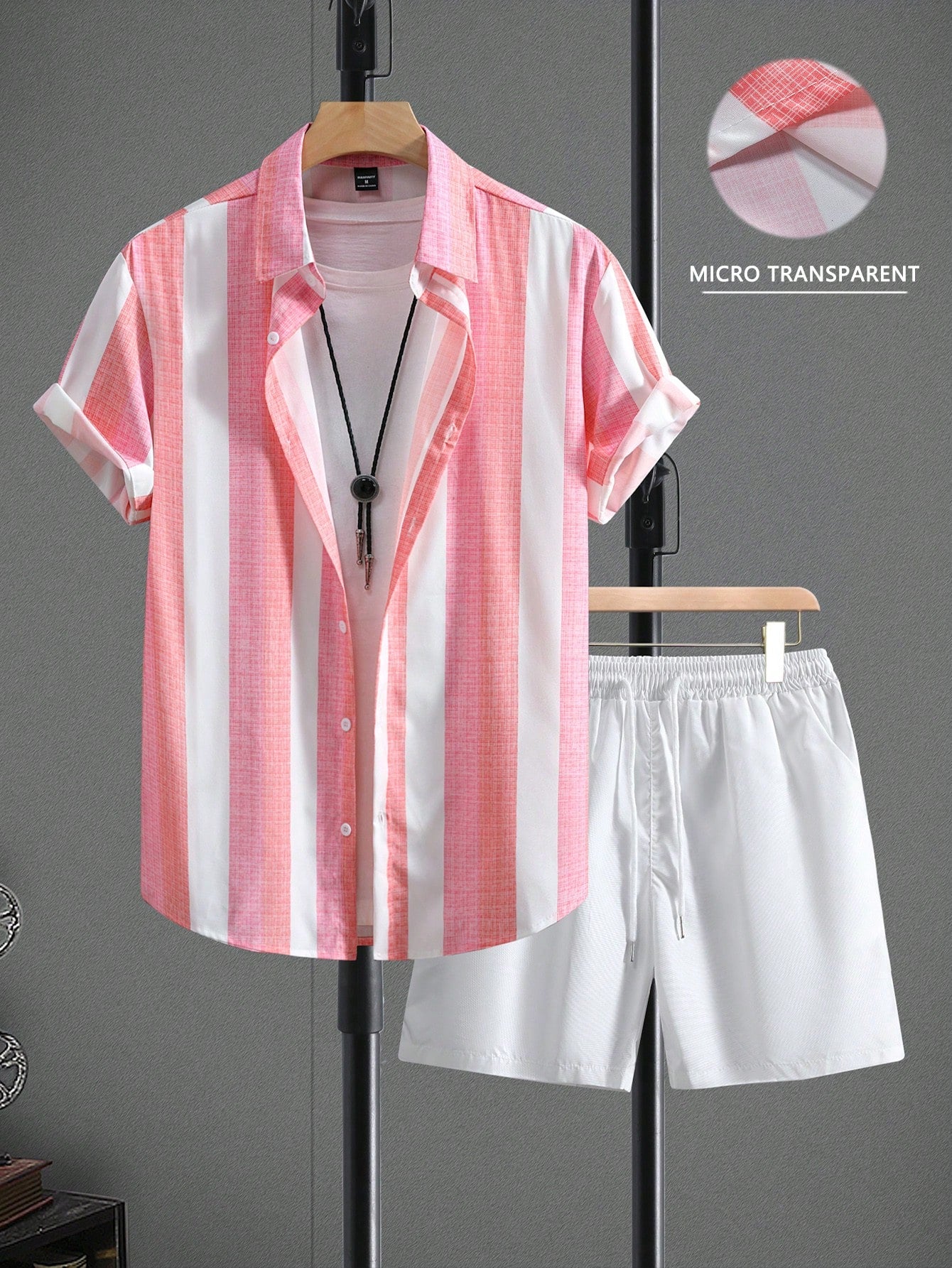 Men Striped Colorblock Shirt & Shorts