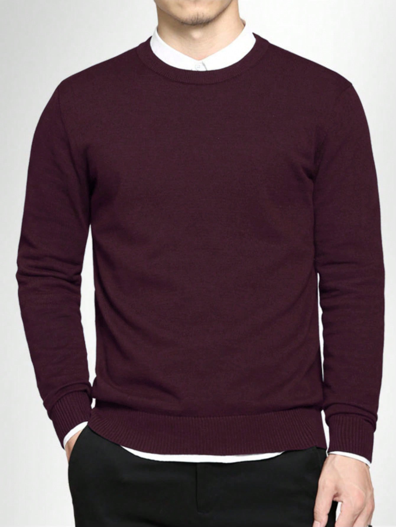 Men Solid Round Neck Sweater