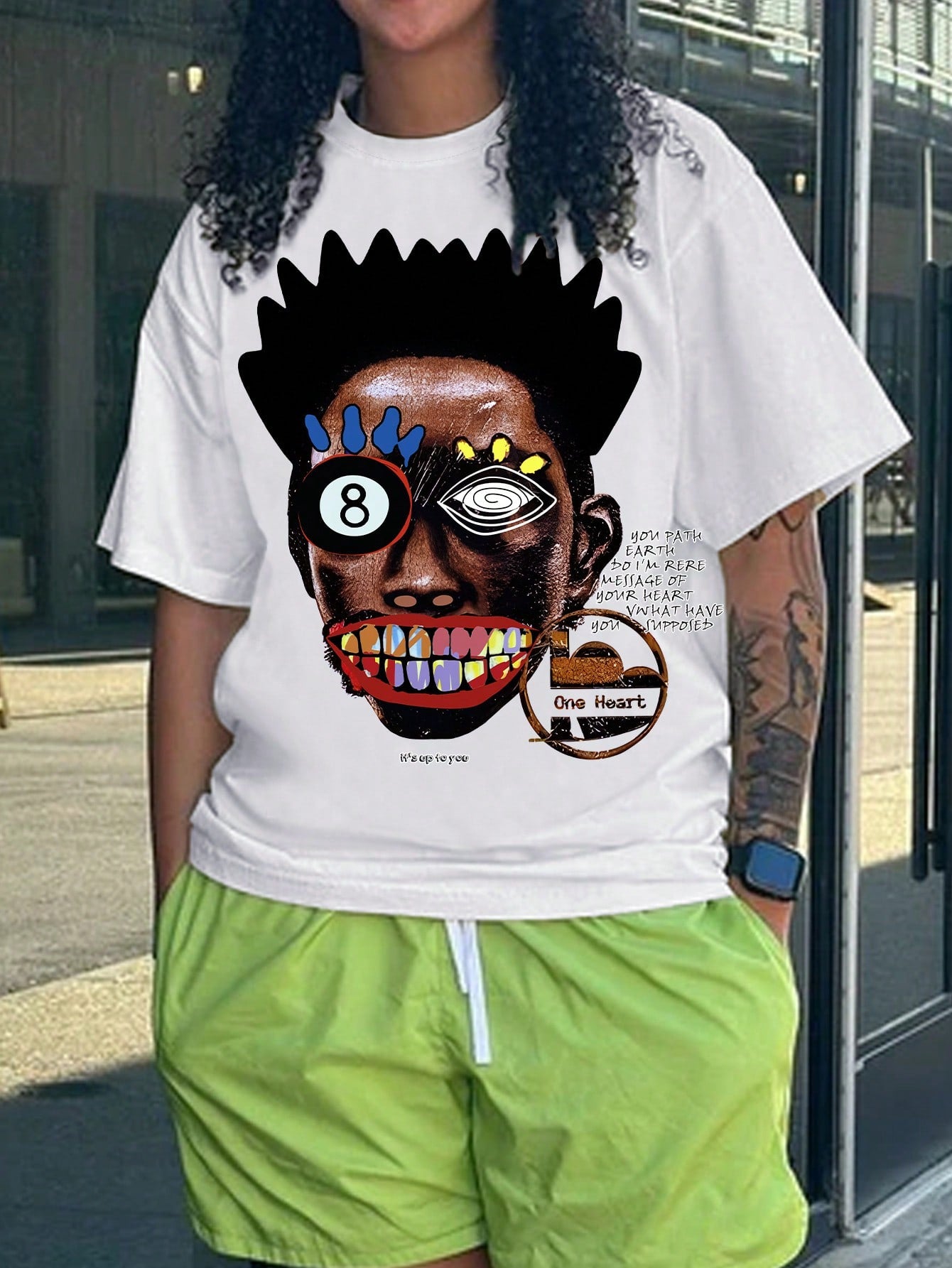 Plus Size Men's Graphic Print Round Neck Short Sleeve T-Shirt