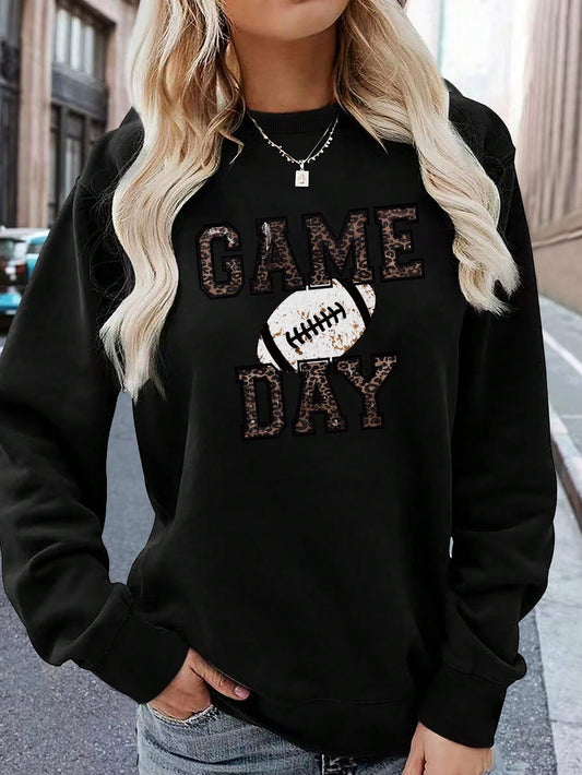 Casual Football & Game Day Print Sweatshirt, Crewneck Long Sleeve Pullover For Autumn Winter