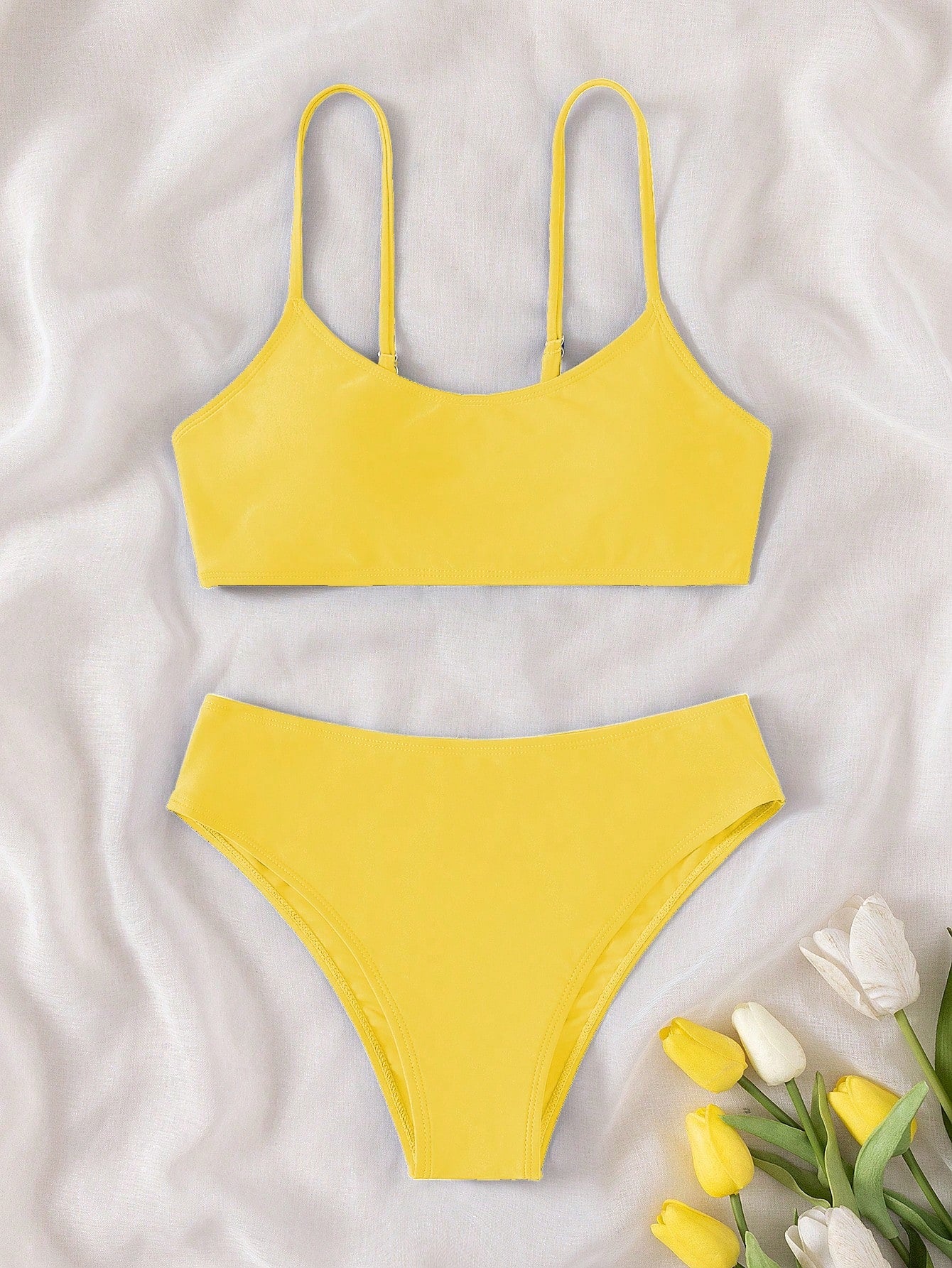 Teen Girls Solid Bikini Set Summer Beach