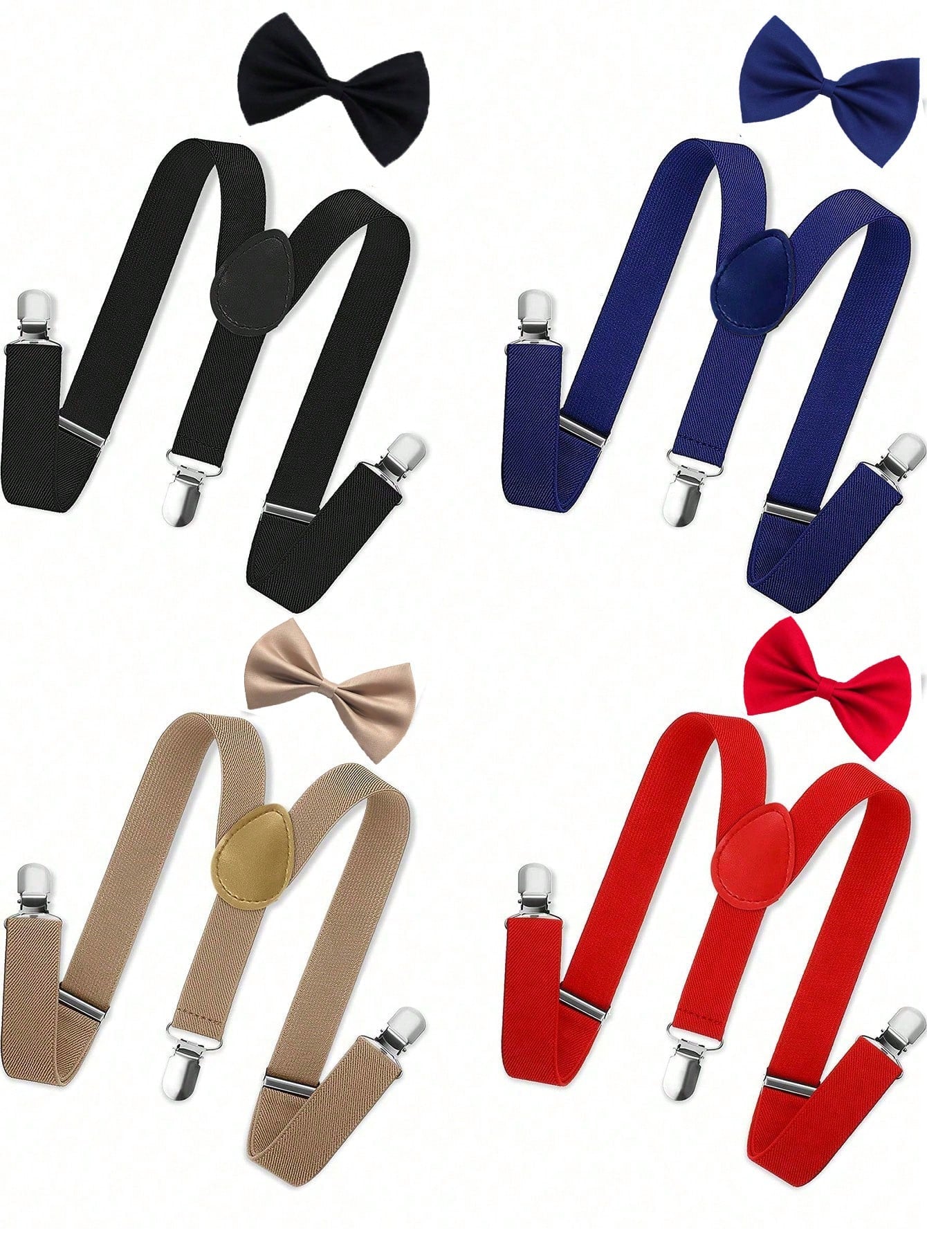 Kids' Bow Tie And Suspenders Set, Children's Suit Performance Bow Tie Clips Boys Girls Braces, Elastic Suspenders For Wedding Party Birthday Anniversary Gift