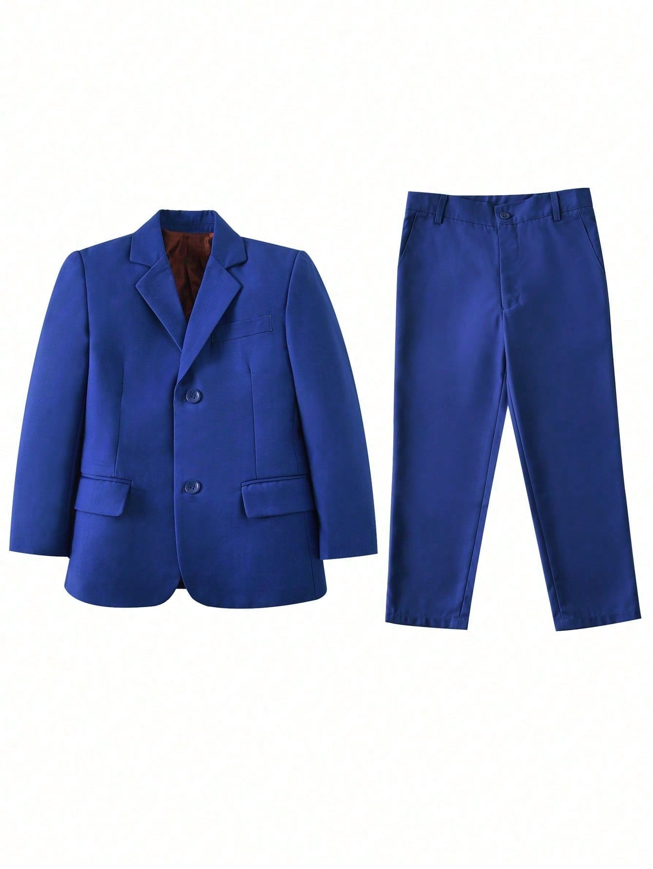 2pcs Back-To-School Tween Boy Suit Set, Including Formal Suit Jacket And Pants, Groomsman Wedding Tuxedo, Dark Blue