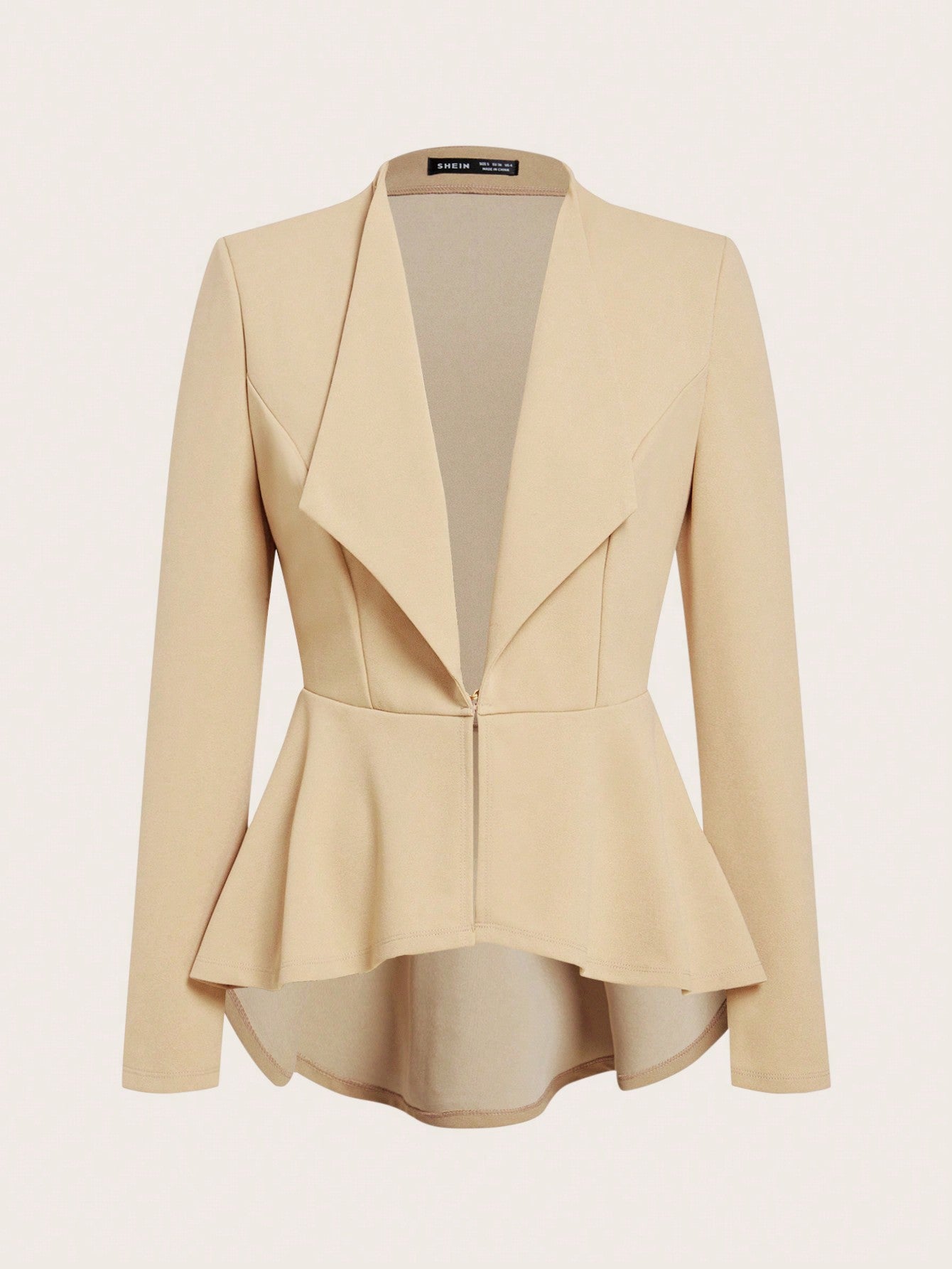 Waterfall Collar Ruffle Hem Blazer