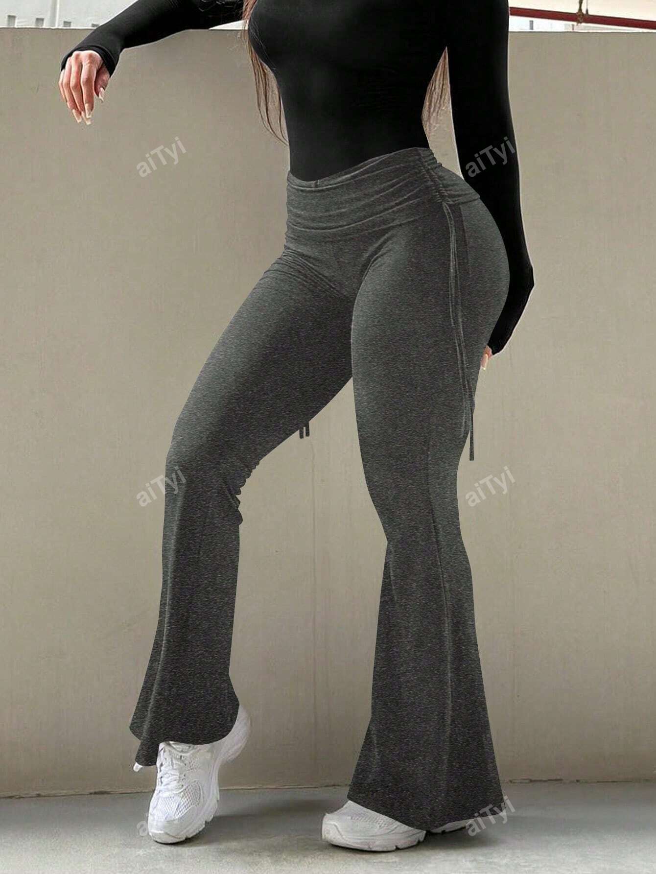 Women's Casual Sports Style Pants, All-Match American Hot Girl Style Slim-Fit Flared Trousers