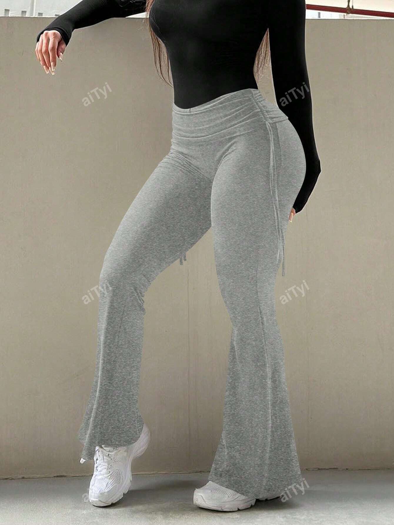 Women's Casual Sports Style Flared Pants, Slimming And Versatile