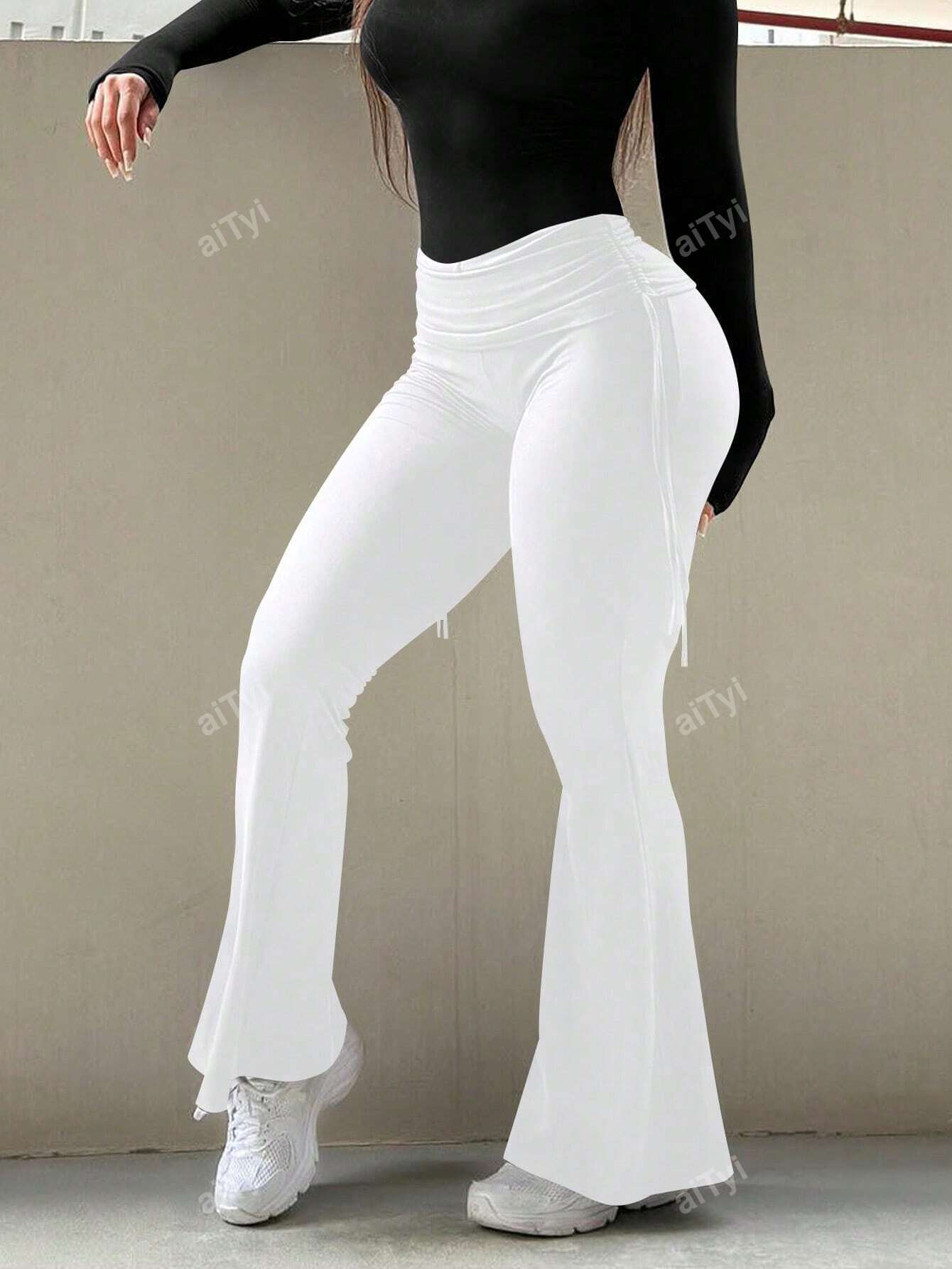 Women's Casual Sports Style Flared Pants, Slimming And Versatile