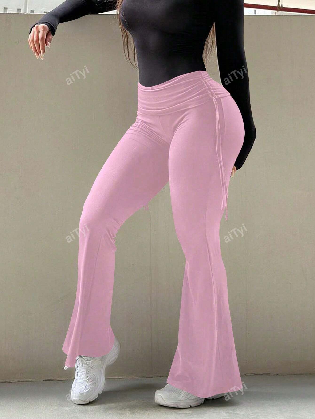 Women's Casual Sports Style Flared Pants, Slimming And Versatile