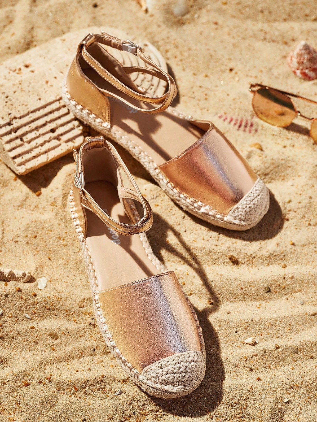 Styleloop Woman Shoes Geometric Textured Espadrille Ankle Strap Flats For Summer Vacation Shoes Summer Sale  Back To School Shoes College Student Shoes Boho Feels Vintage Cottagecore Frenchy Shoes Halloween