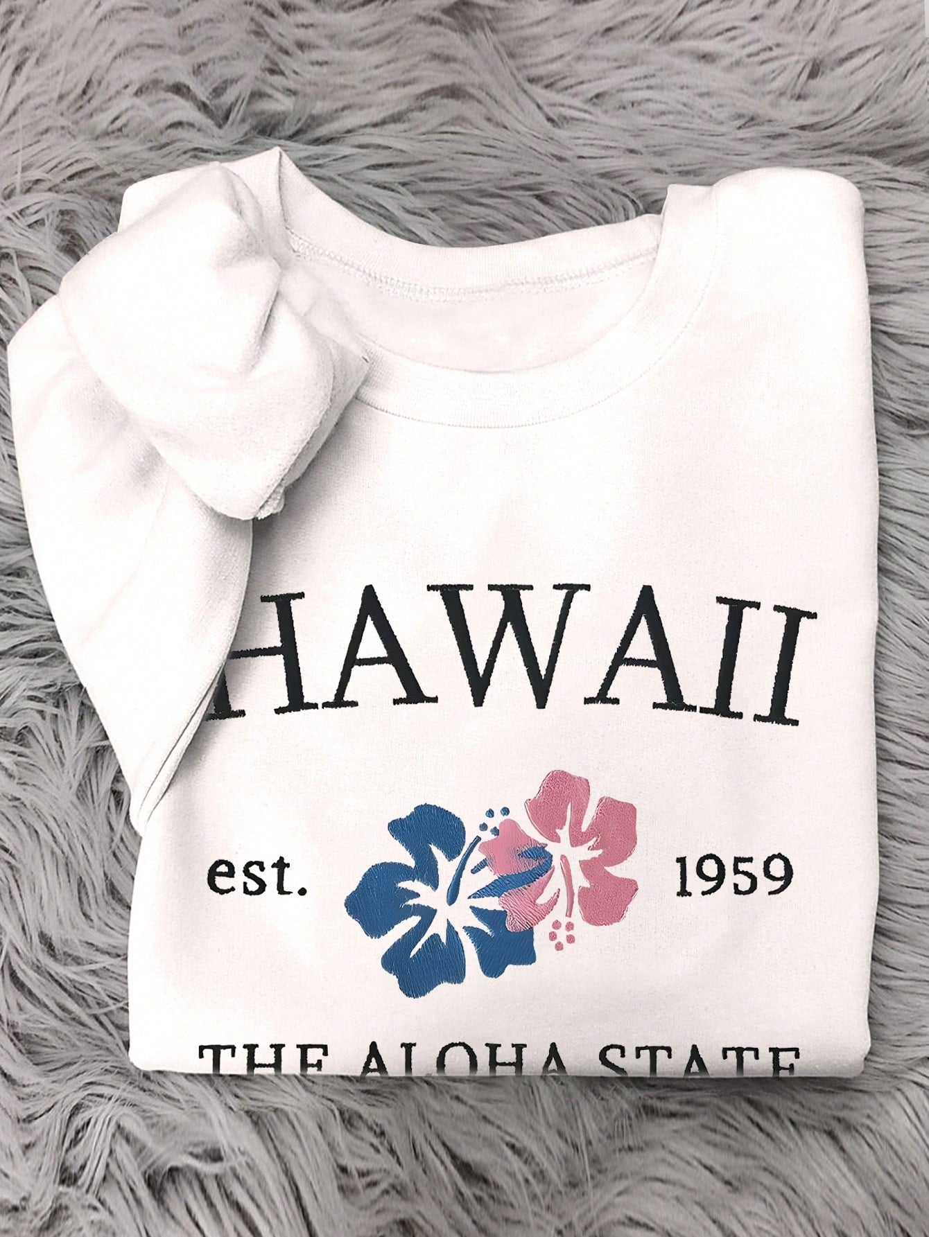 Women's Loose Drop Shoulder Hawaii Aloha Print Sweatshirt