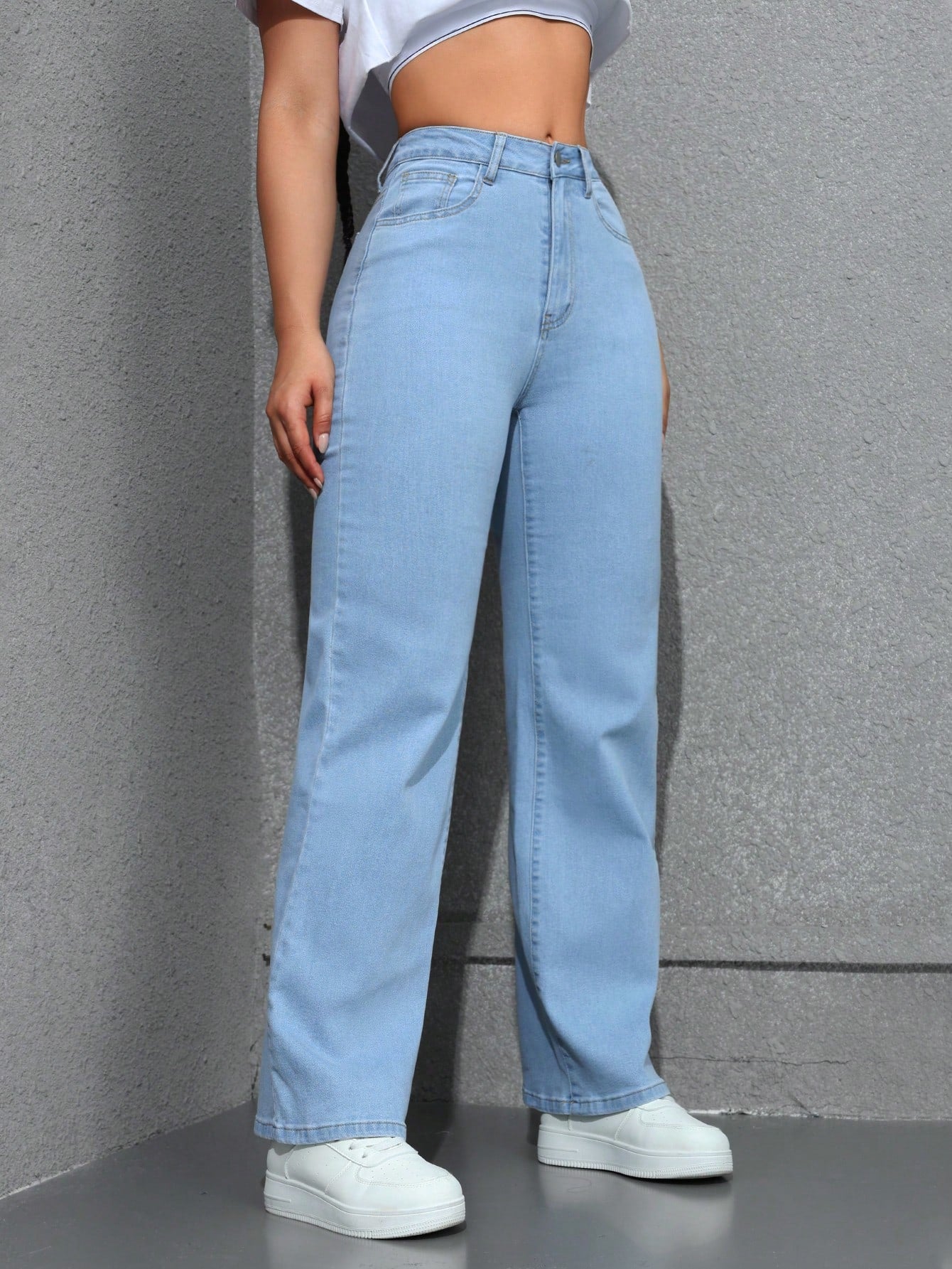 Women Plain Straight Leg Casual Pants