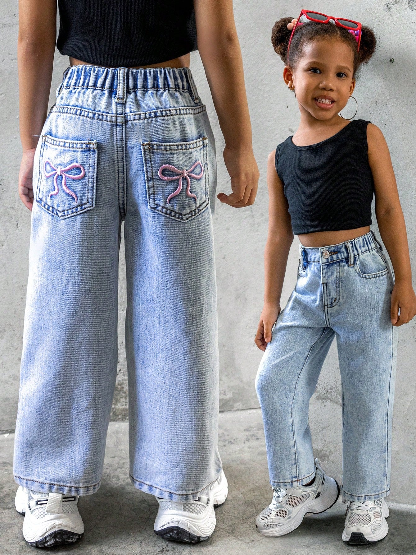 Streecool Kids Young Girl New Casual Fashion Jeans, Straight Cut, Water Washed, Embroidered Back Pockets