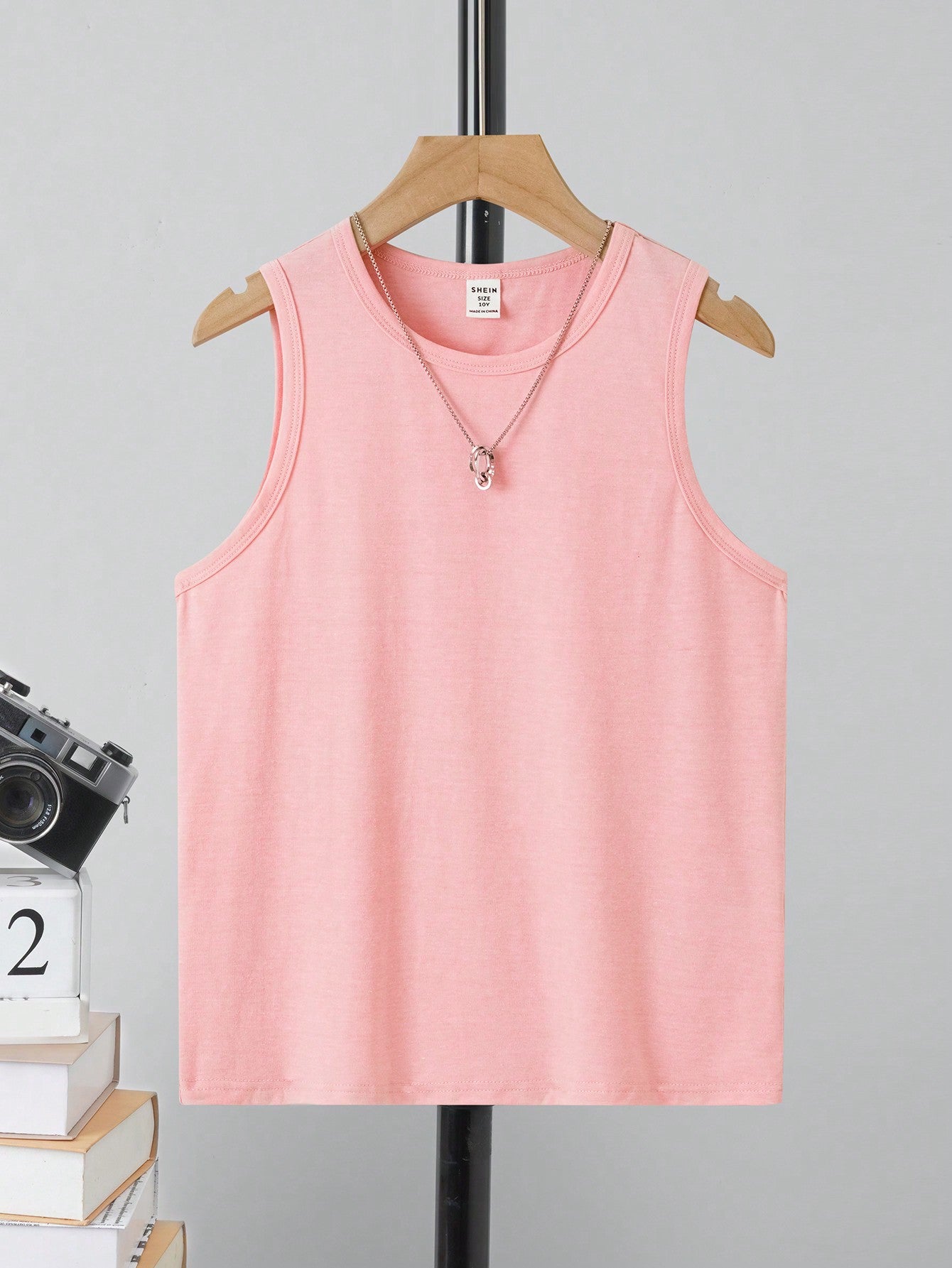 Tween Boys' Casual Simple Solid Round Neck Tank Top Suitable For Summer