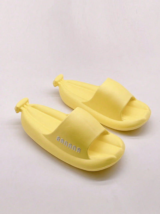 Banana Shape Slippers, Couple Cute Home & Bathroom Thick Sole Anti-Slip EVA Slide Sandals, Summer Outdoor Wear