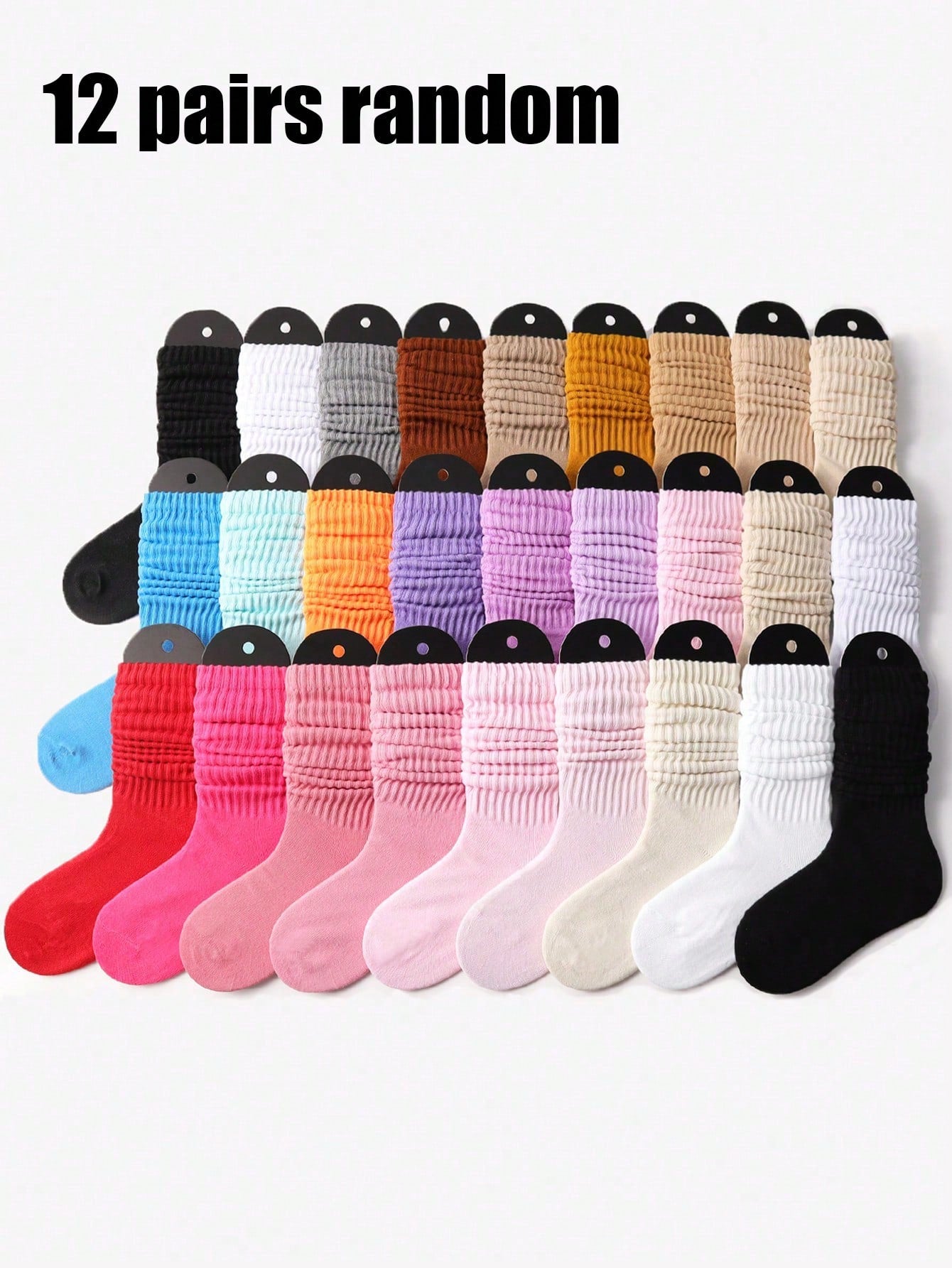 6pairs Kids Autumn/Winter Random Solid Color Thicken Stockings