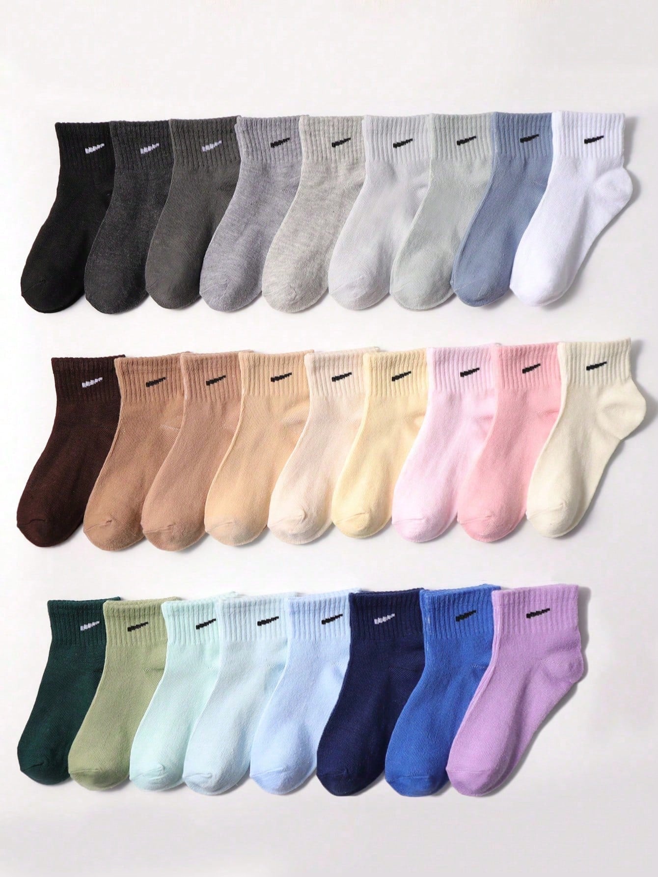 10 Pairs Children Random Color Spring Summer Solid Short Socks Boat Socks