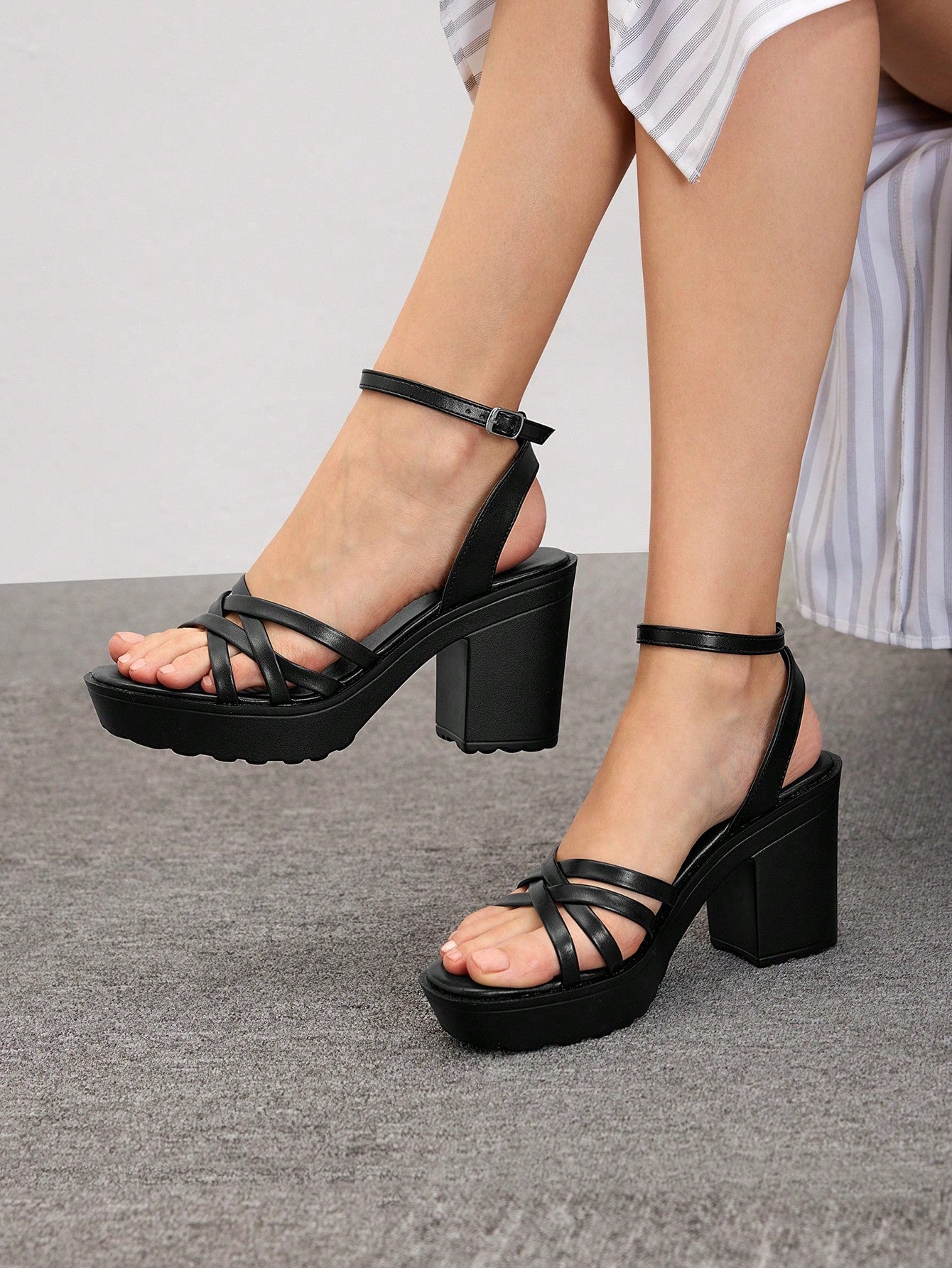 Woman Shoes Cross Strap Chunky Heeled Sandals, Funky Hot Pink Ankle Strap Sandals For Summer Graduation Heels Prom Heels Vacation Shoes Summer Sale Sexy Party Baddie Trendy Chic Gorgeous Style