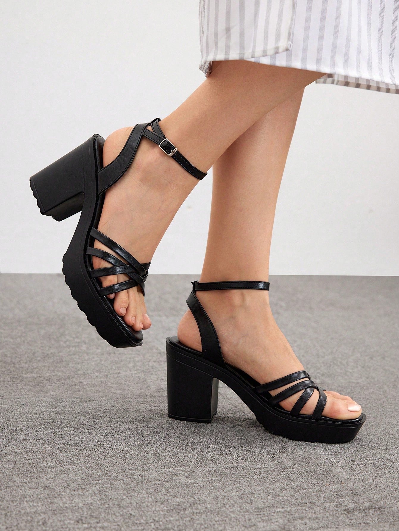 Woman Shoes Cross Strap Chunky Heeled Sandals, Funky Hot Pink Ankle Strap Sandals For Summer Graduation Heels Prom Heels Vacation Shoes Summer Sale Sexy Party Baddie Trendy Chic Gorgeous Style Halloween