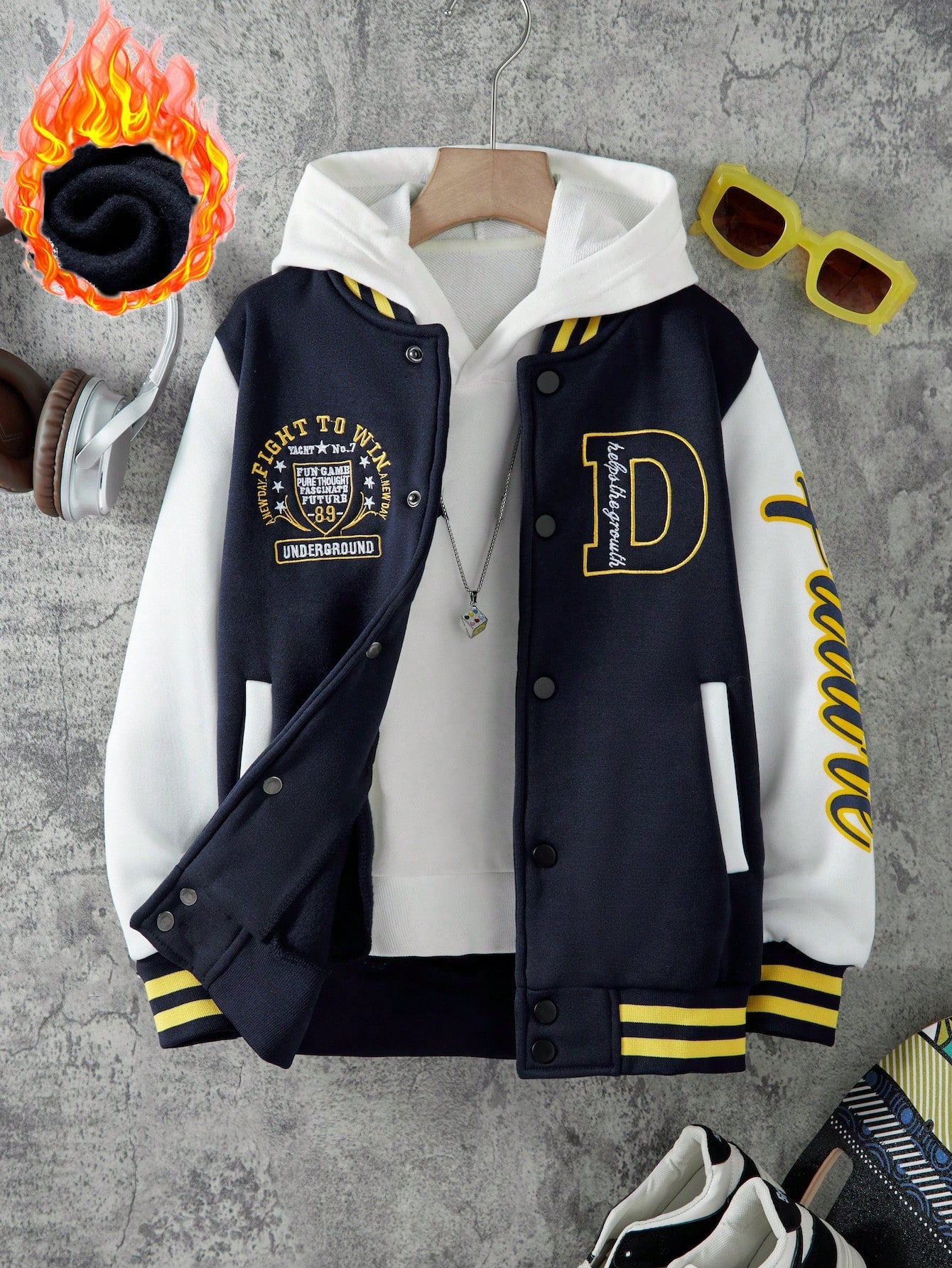 Tween Boy's Color Block Baseball Uniform, Casual Sports Fashion Spring And Autumn Jacket