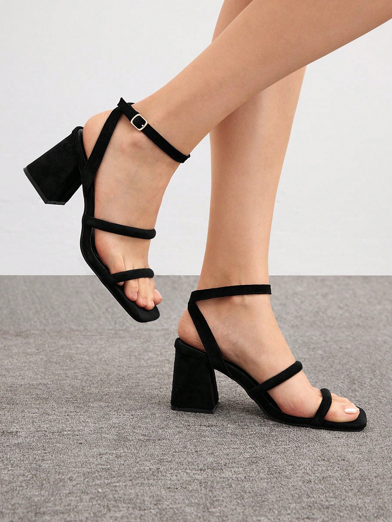 Fashionable Solid Color High Heel Sandals, Versatile Elegant All-Matchs Business Casual Business Chic Halloween