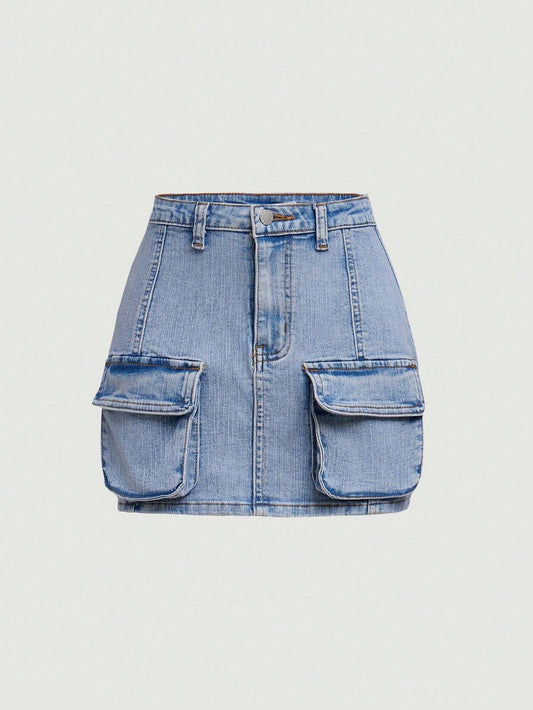 Tween Girls Denim Pocket Mini Skirt