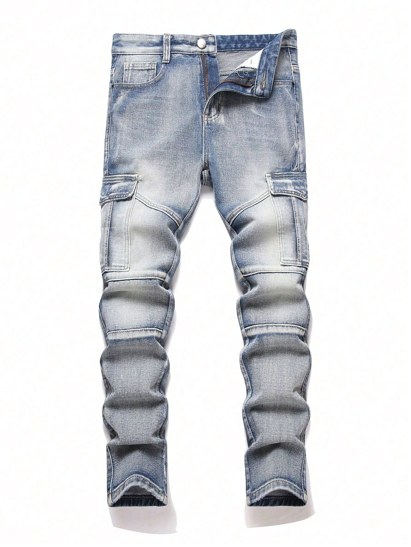 Teen Boy Black Side-Pocket Bone Design Slim Straight Leg Jeans