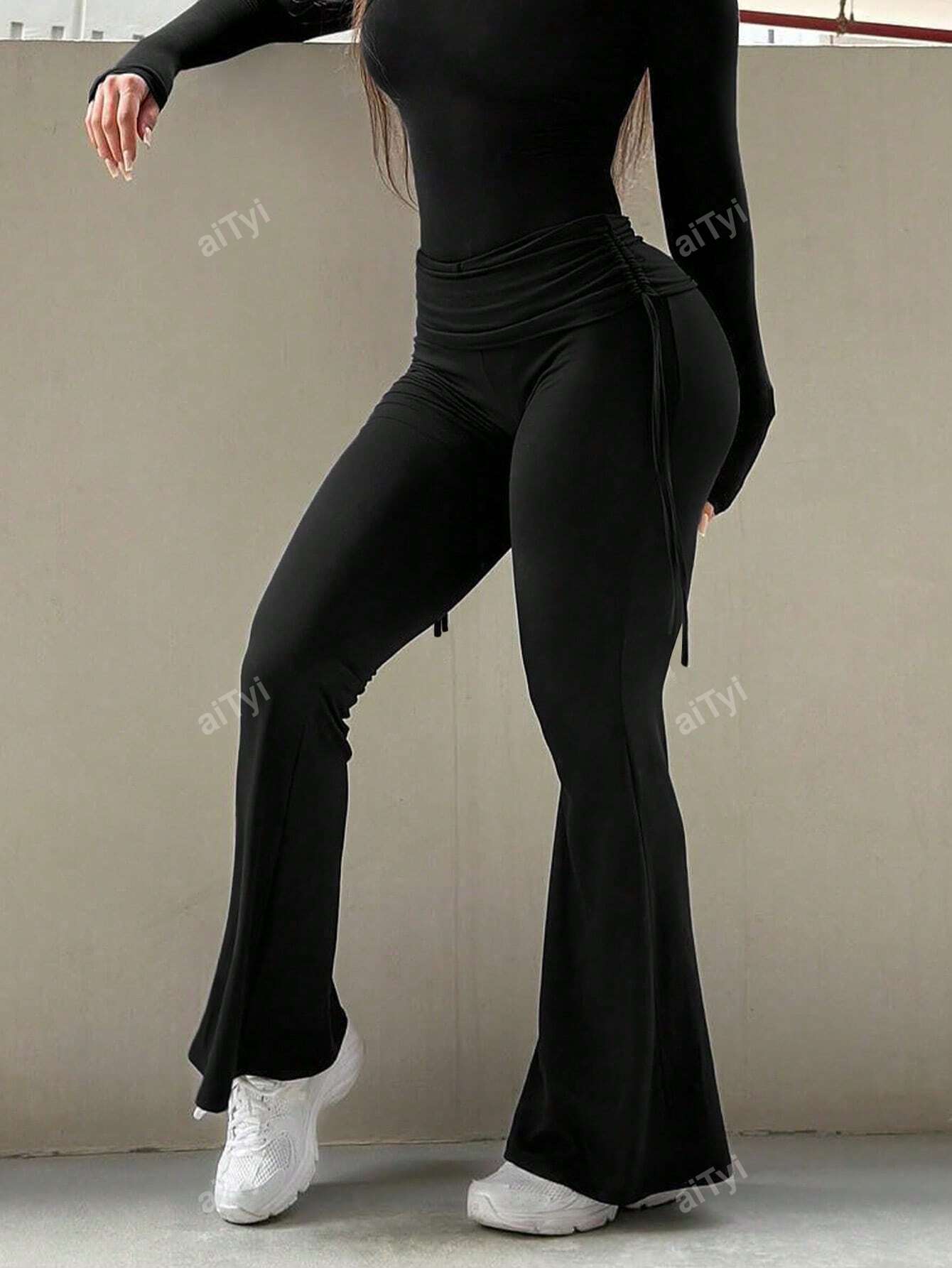 Women's Casual Sports Style Flared Pants, Slimming And Versatile