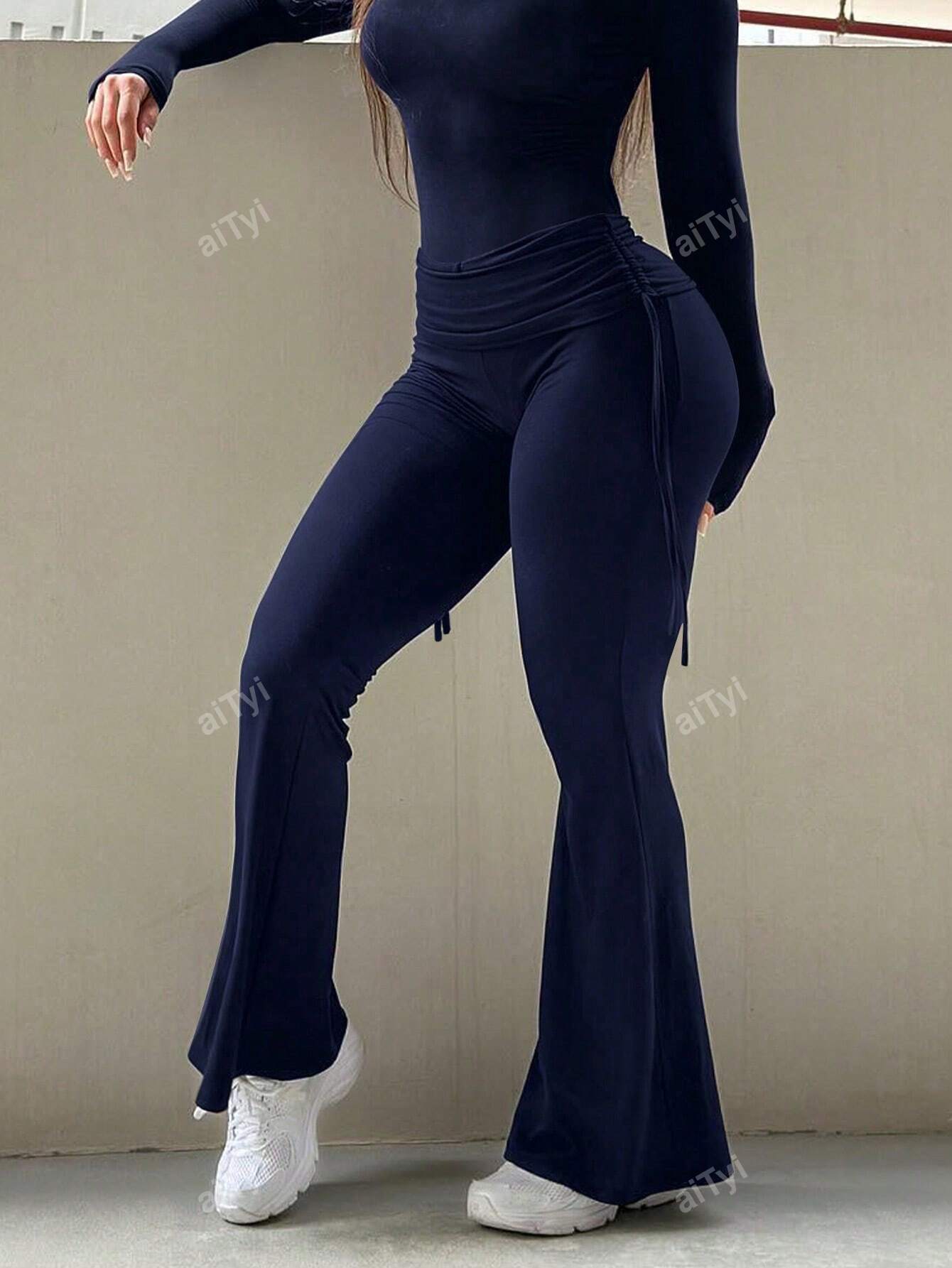 Women's Casual Sports Style Pants, All-Match American Hot Girl Style Slim-Fit Flared Trousers