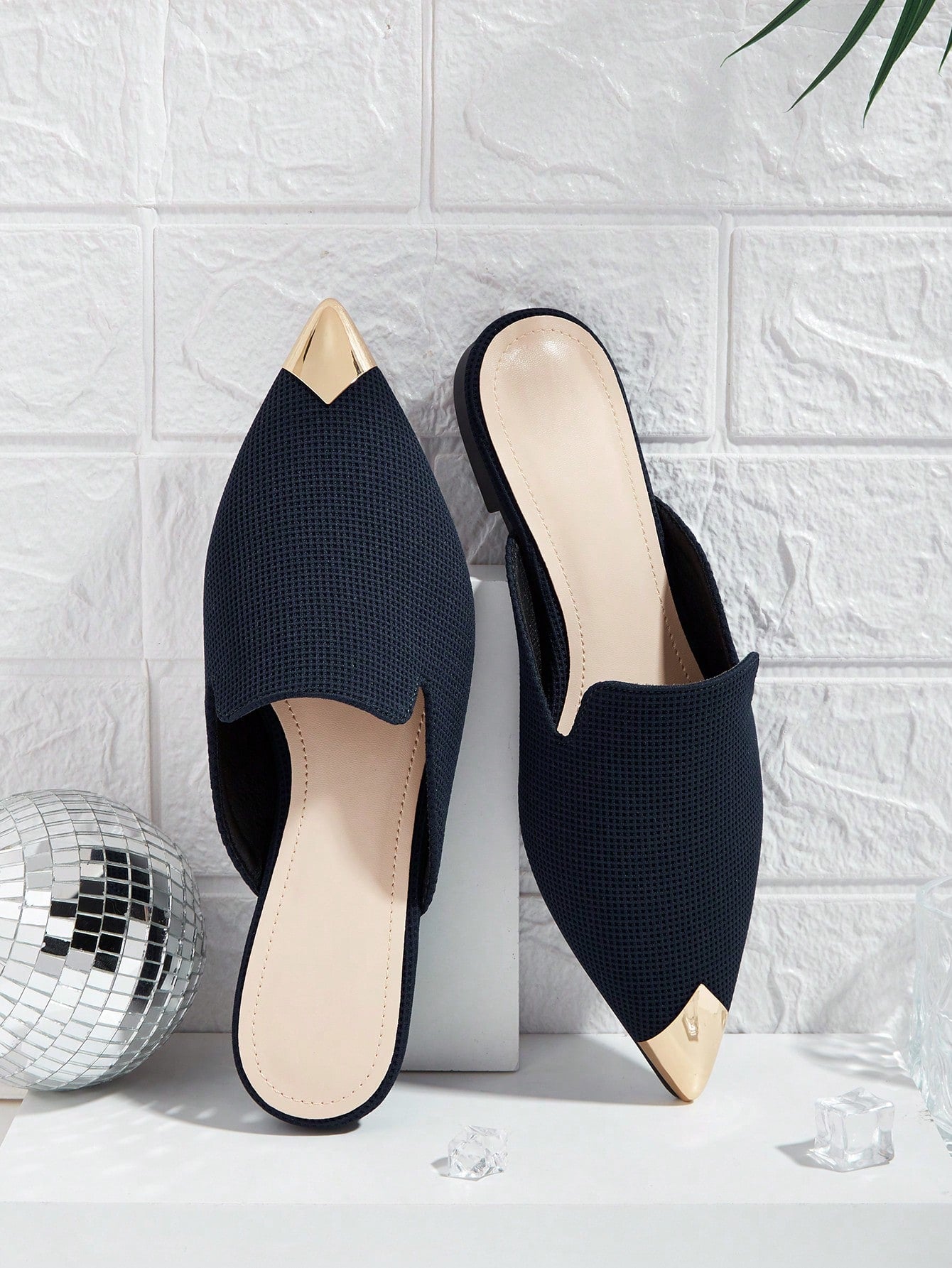 Pointed Toe Flat Sandals Slip-On Mule Backless Slippers For Women