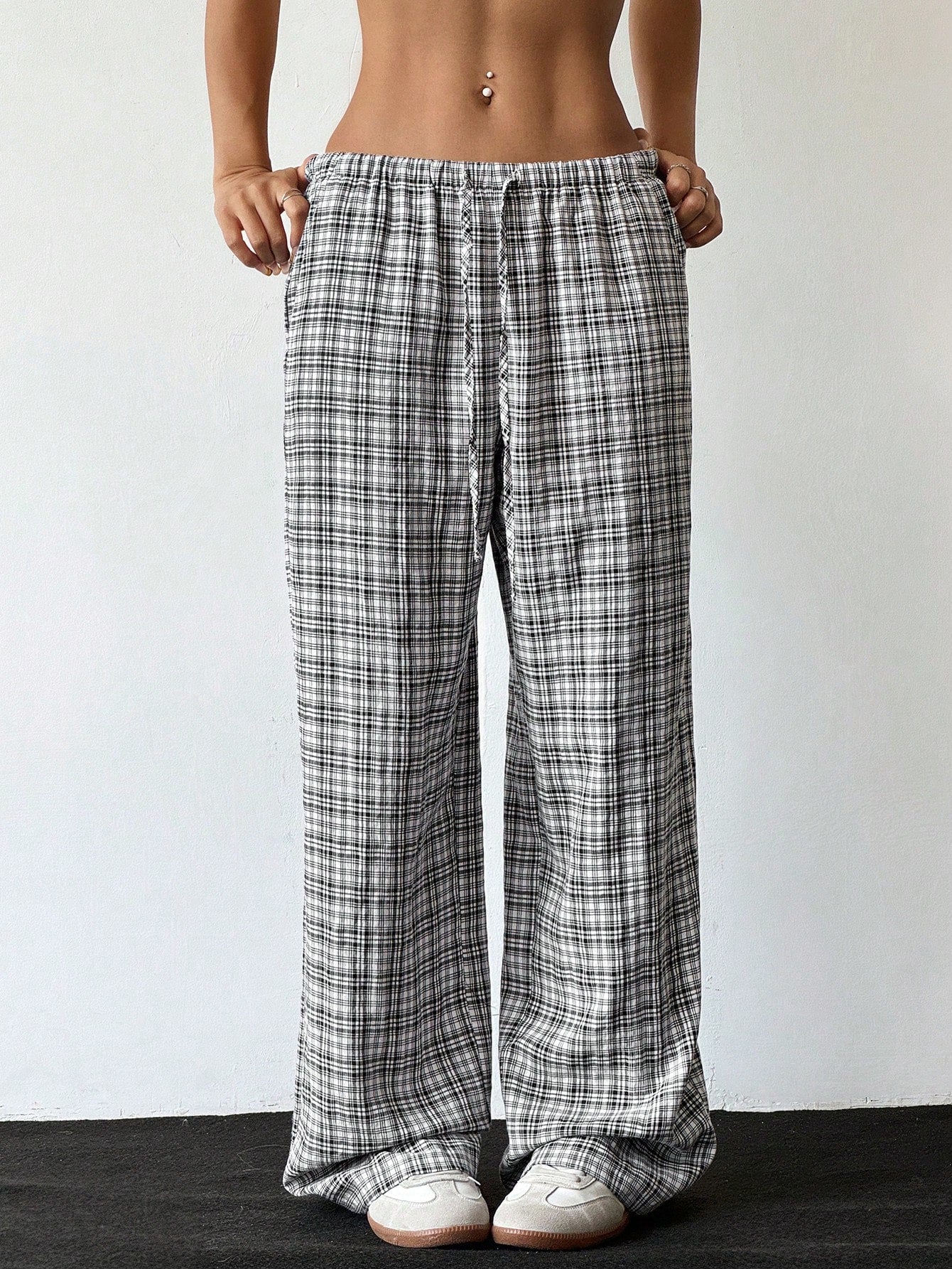 Women's Grey Vertical Stripe Pants