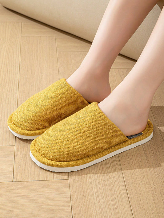 Autumn/Winter Indoor Linen Slippers, Non-Slip Wooden Floor Women's Slippers, Thin And Simple Floor Slippers For Postpartum