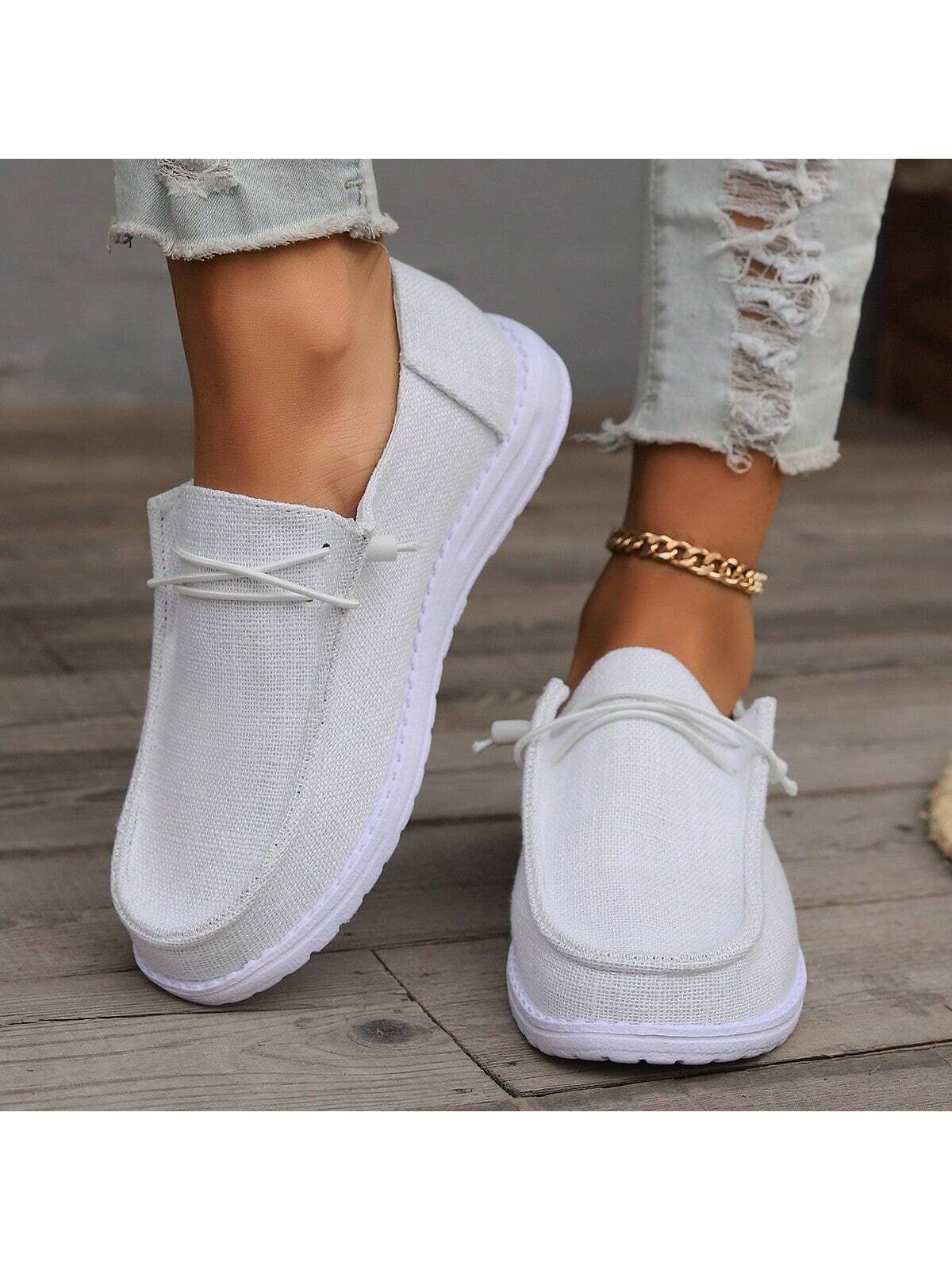 Women's Spring And Autumn Solid Color Linen Fabric Lightweight And Comfortable Flat Casual Loafers