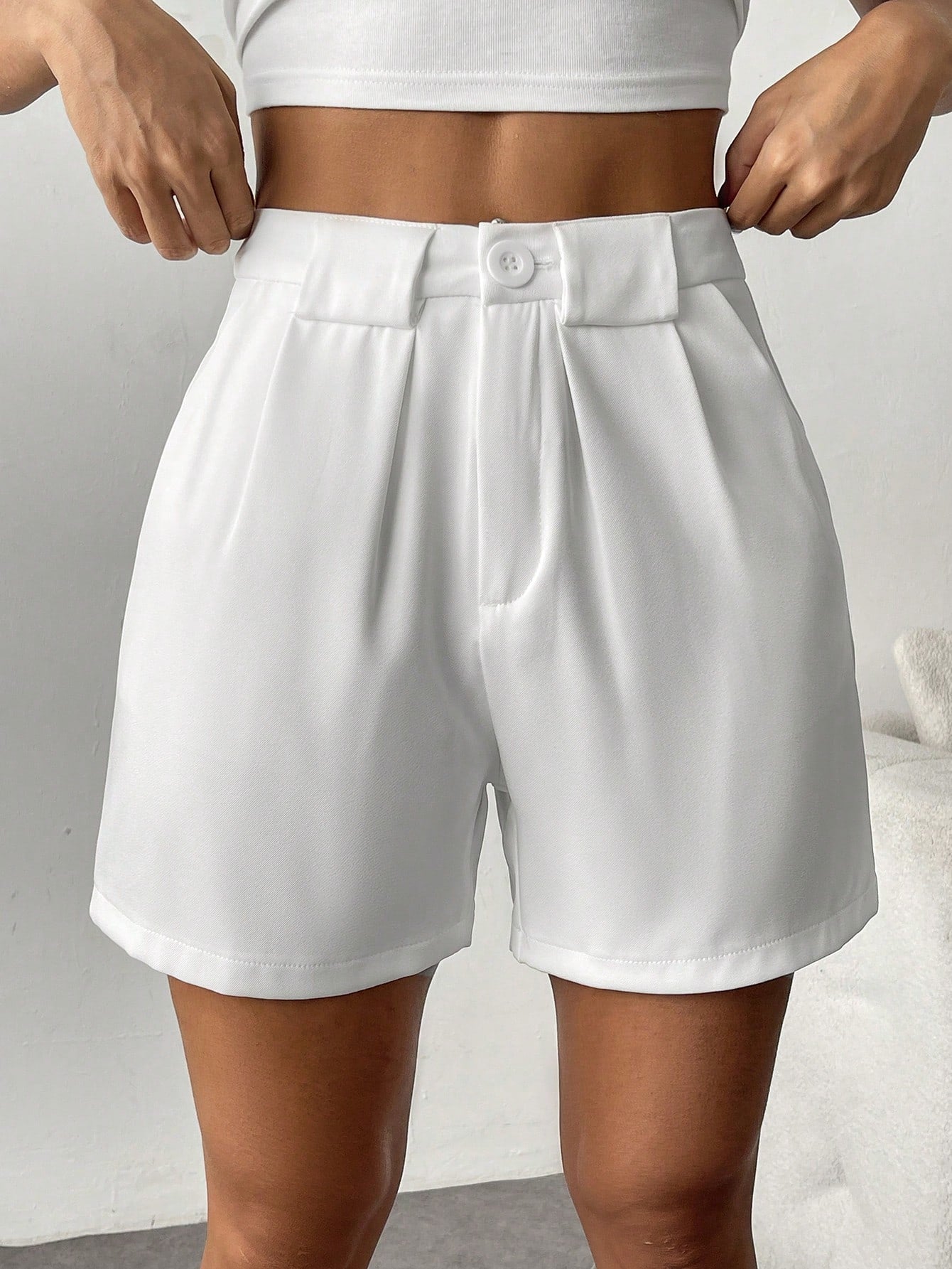 Women's Solid Color Casual Shorts With Pockets, Summer