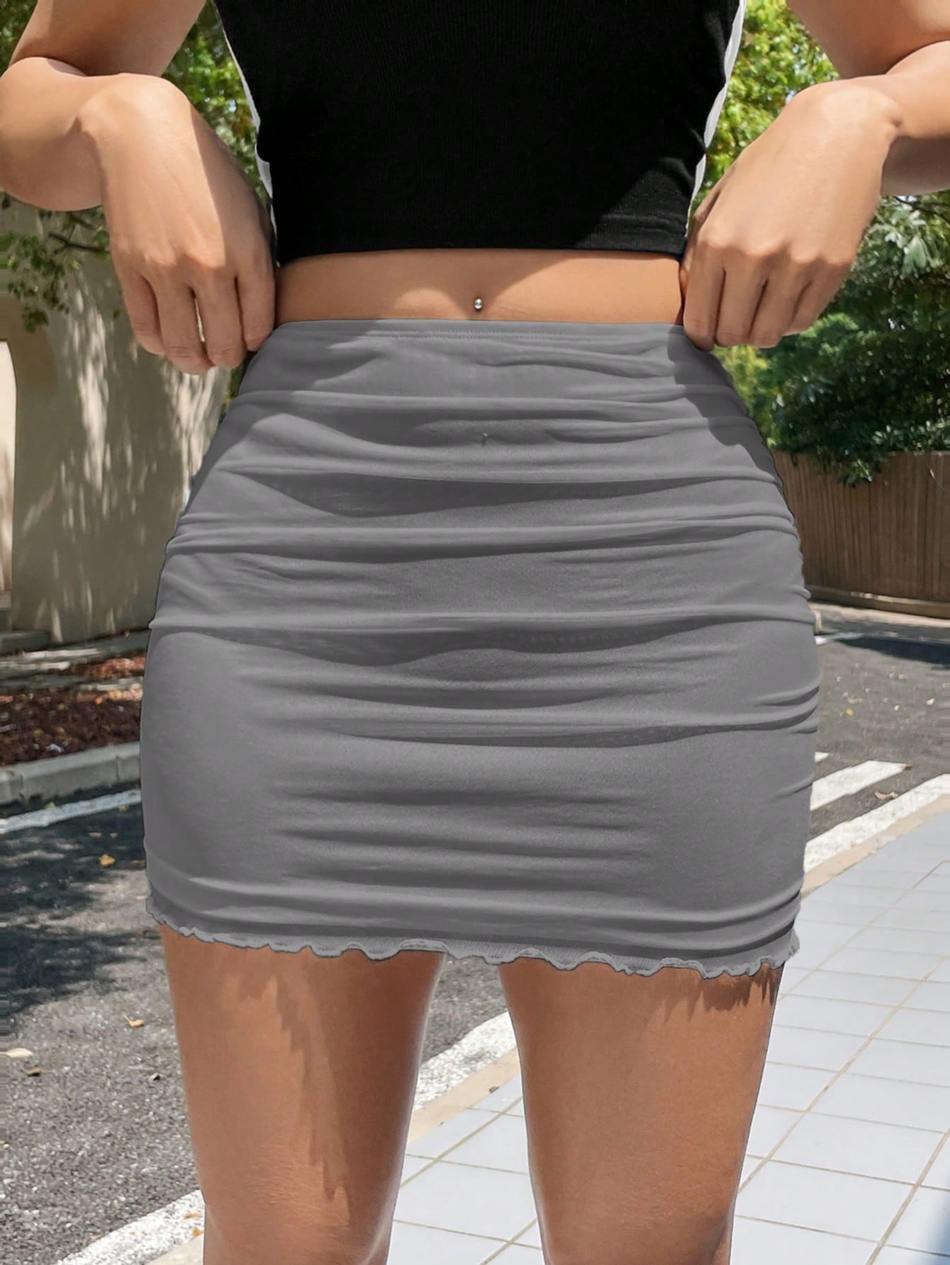 Black Knitted Mesh Women's Skirt