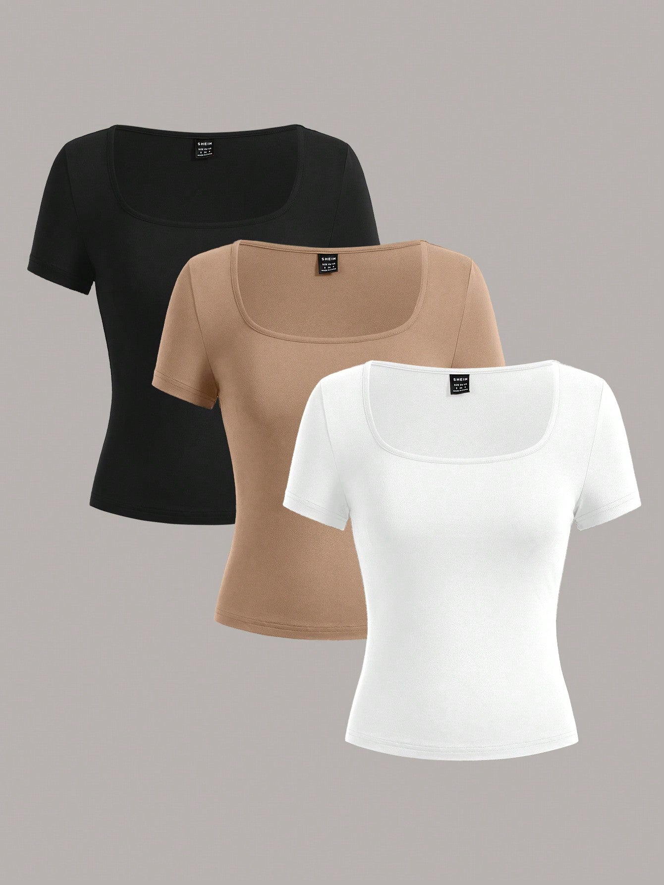 3pcs Crop Sleeve Casual Slim Fit Women's T-Shirts, Suitable For Summer