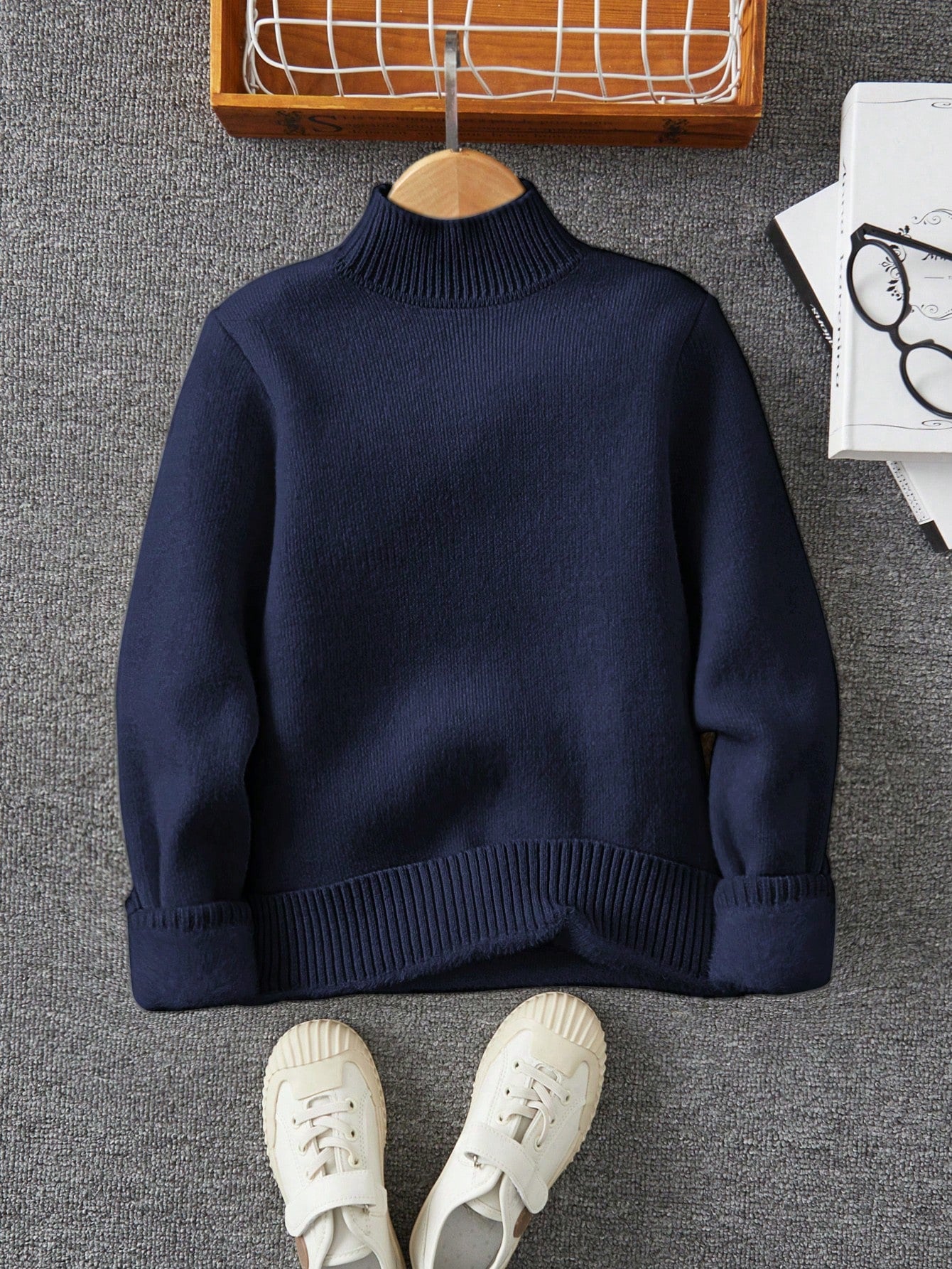 Tween Boy Mock Neck Thermal Lined Sweater