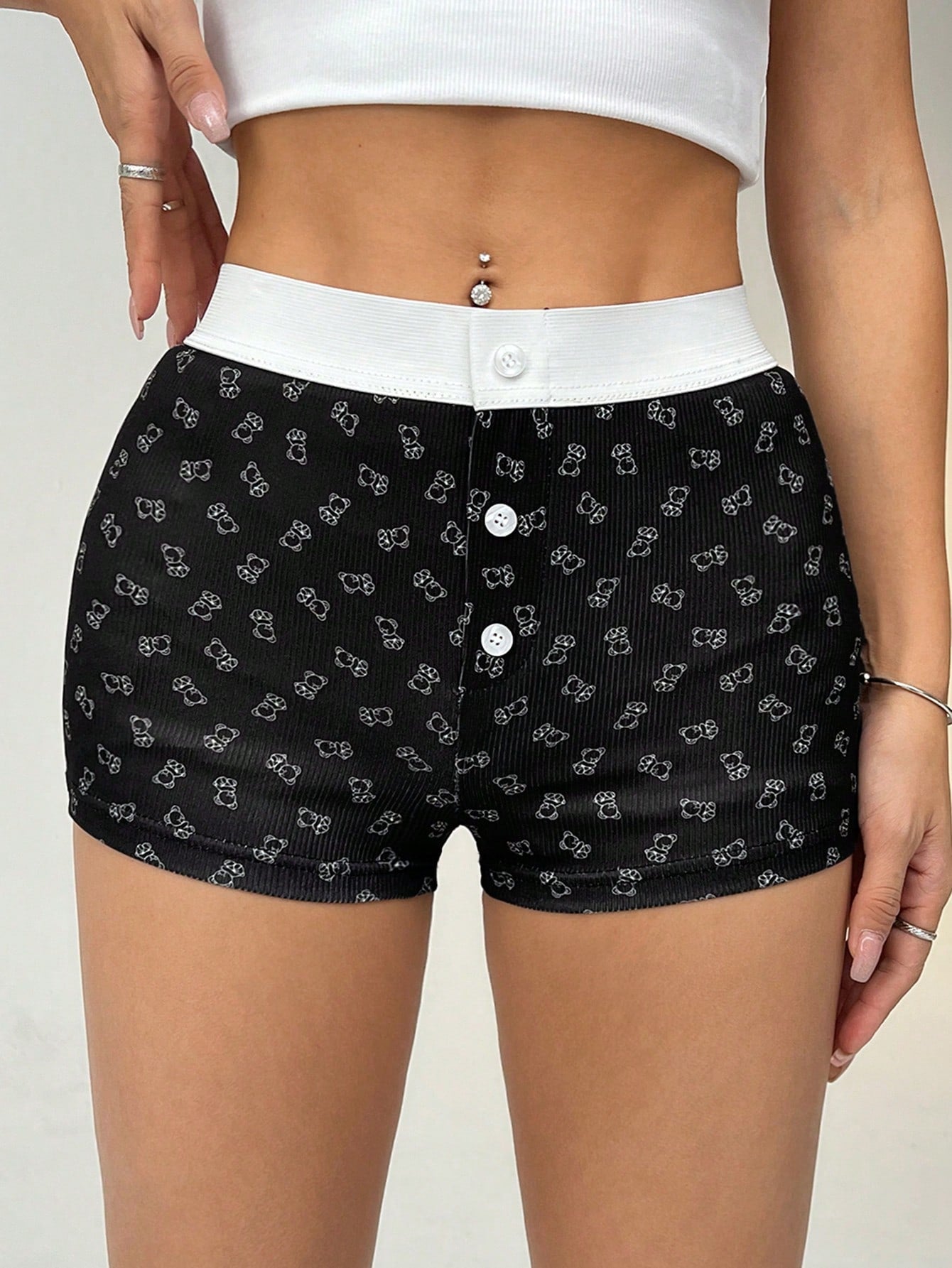 Summer Casual Strawberry Printed Patchwork Slim Fit Ultra-Short Shorts