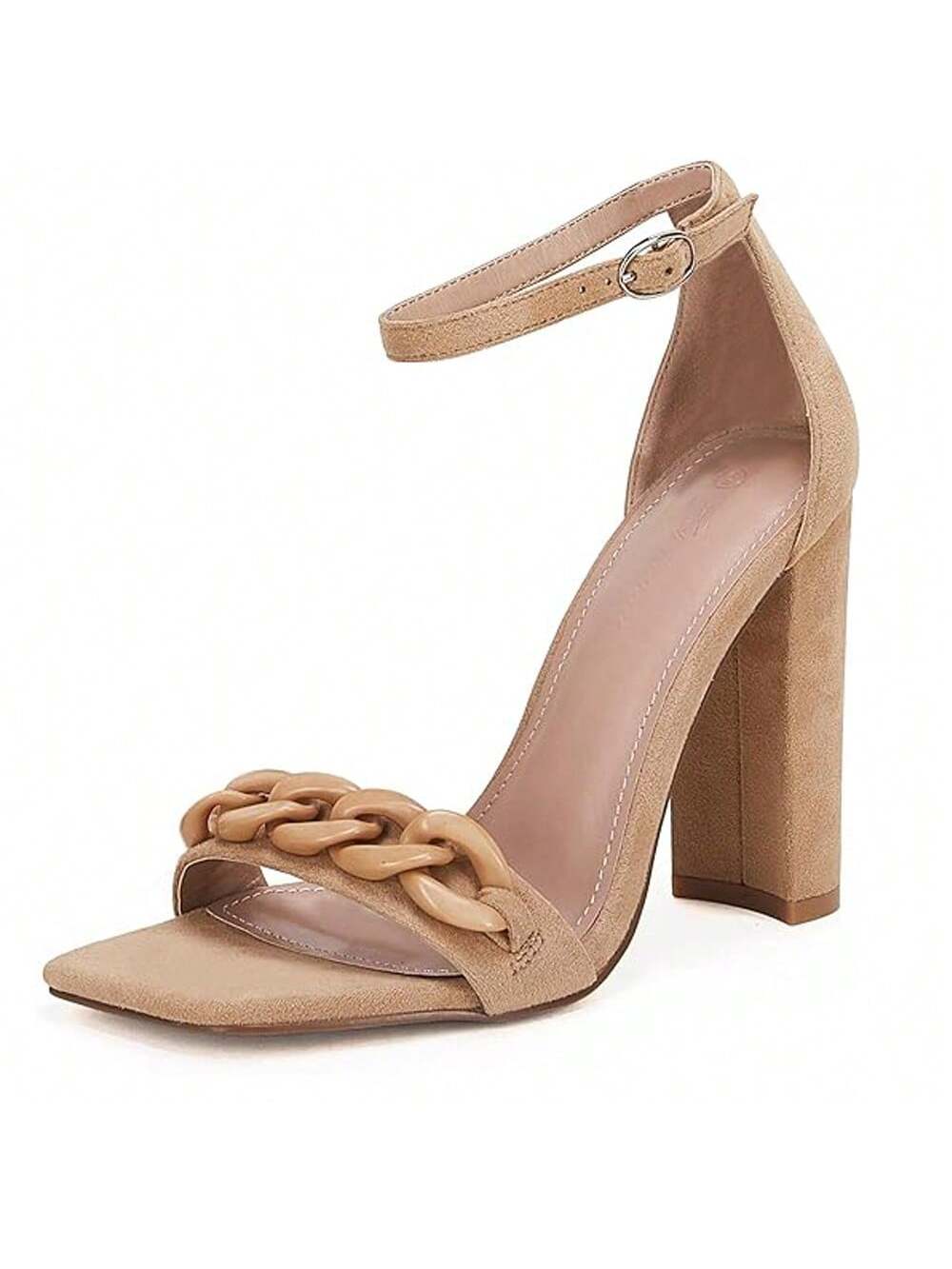 Womens Square Toe Heeled Sandals, Dressy Summer Chunky High Heels, Ankle Strap Wedding Dress Shoes