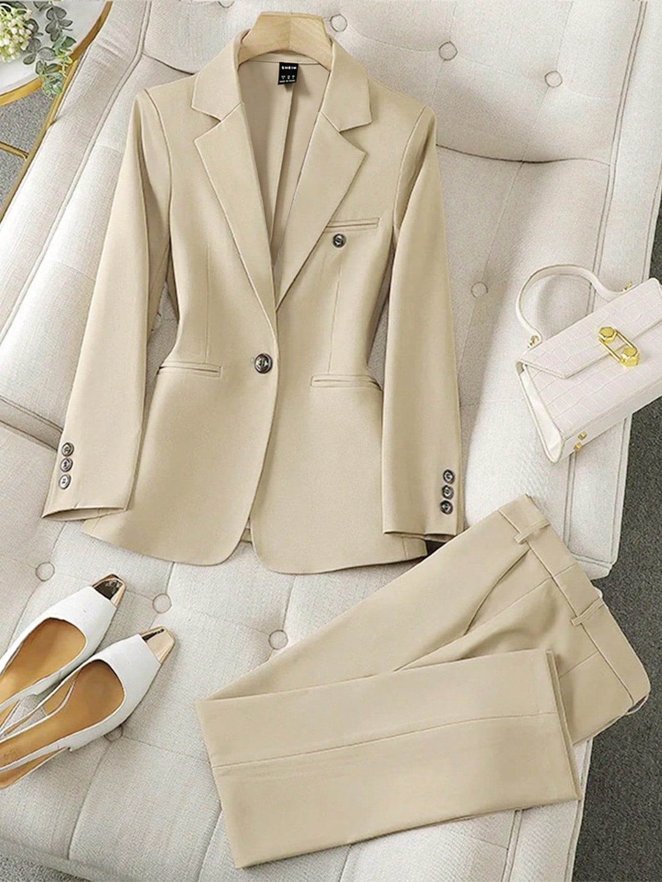 Leisure Solid Color Blazer And Trousers Suit