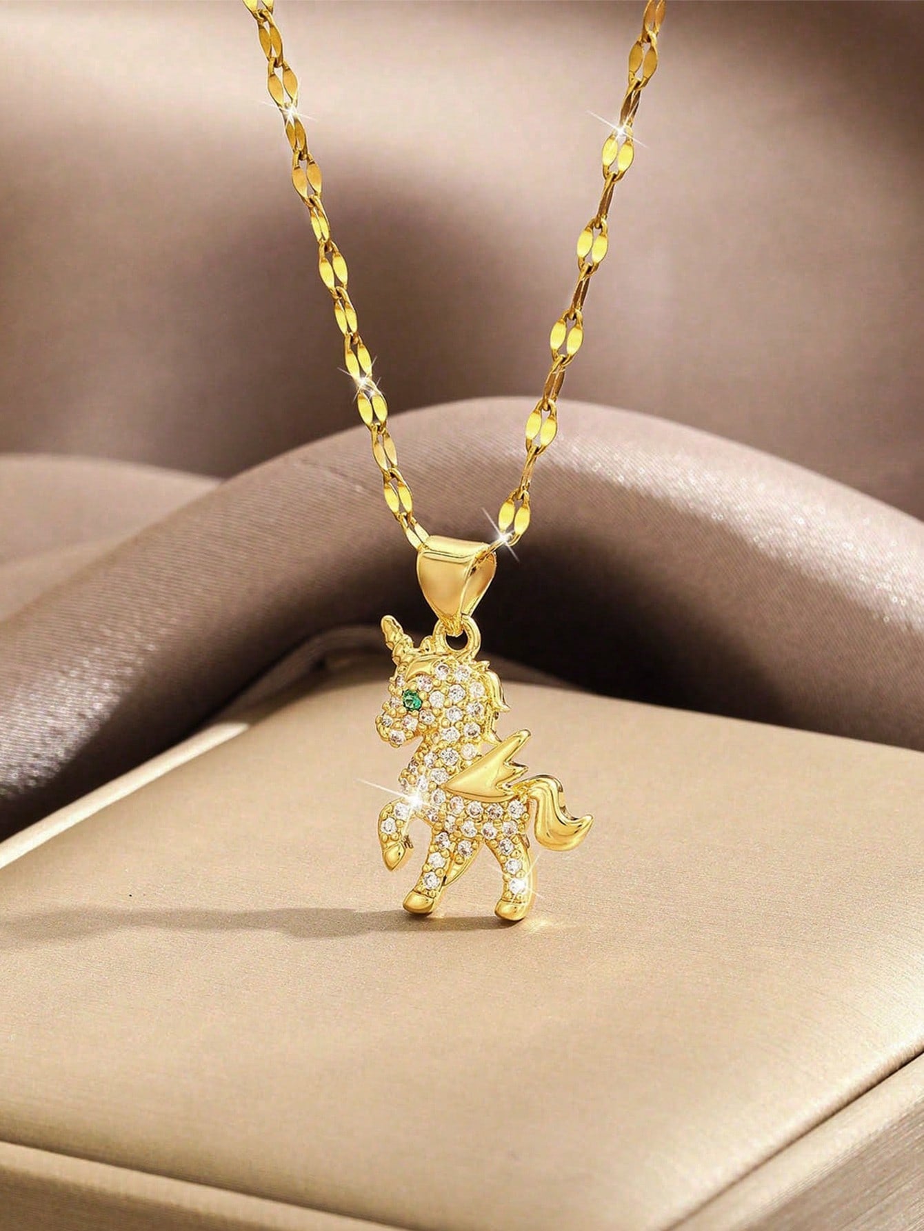 1pc Exquisite Shiny Stainless Steel Zirconia Eight Point Star Charm Necklace Children Party Jewelry