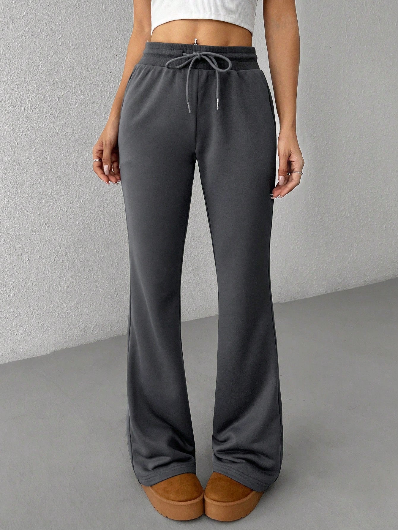 Women's Drawstring Waist Flared Sweatpants