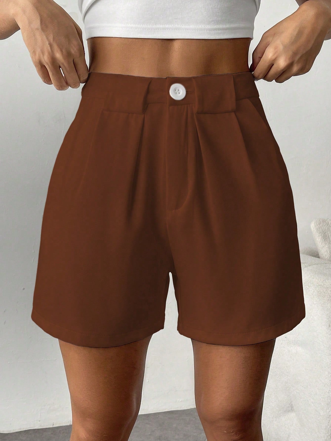 Women's Solid Color Casual Shorts With Pockets, Summer