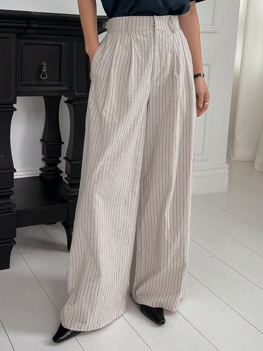 Dazy-Less Women's Plaid Wide-Leg Casual Pants