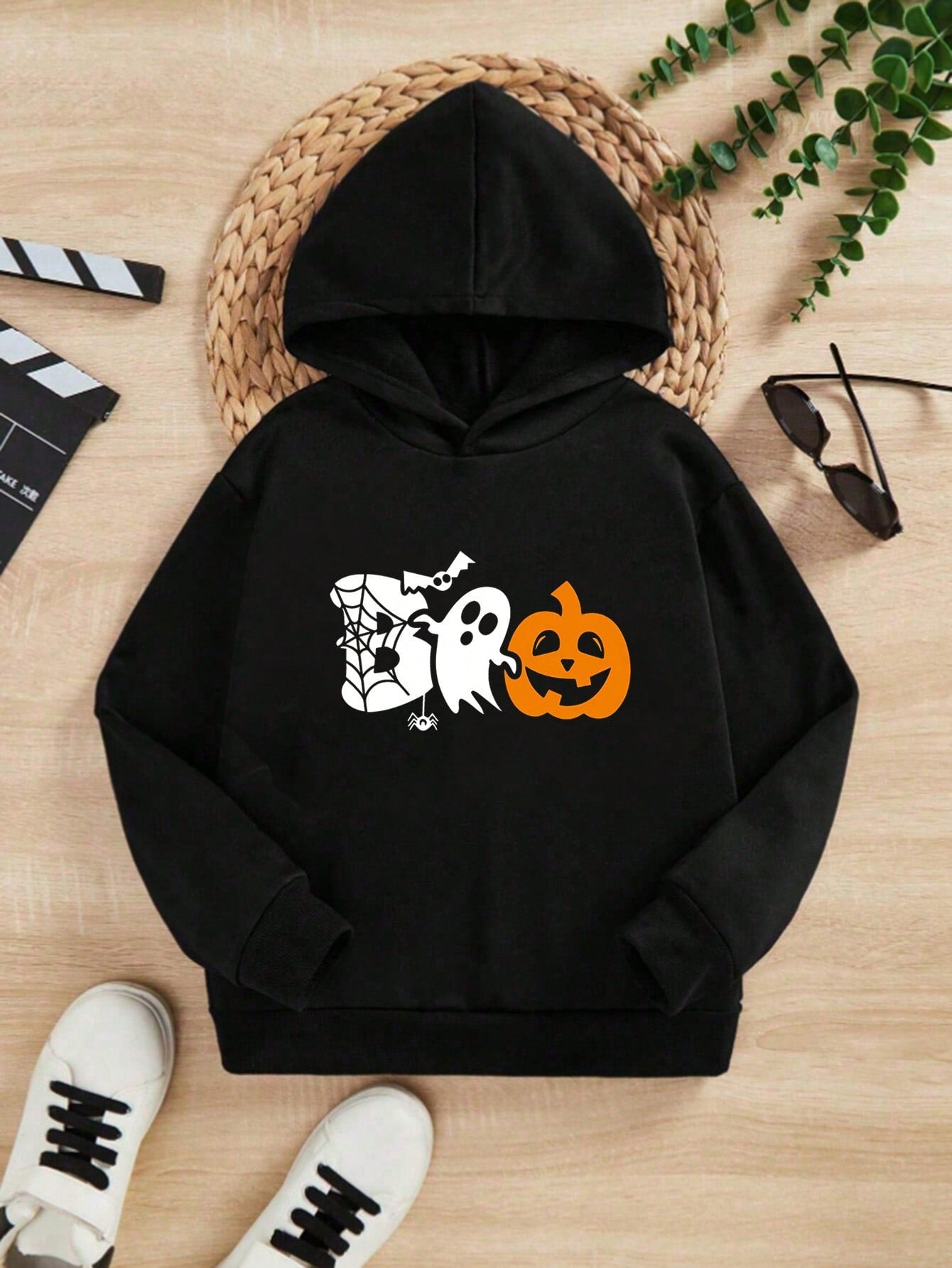 Toddler Boys' Fashionable Casual Graphic Hooded Sweatshirt For Halloween