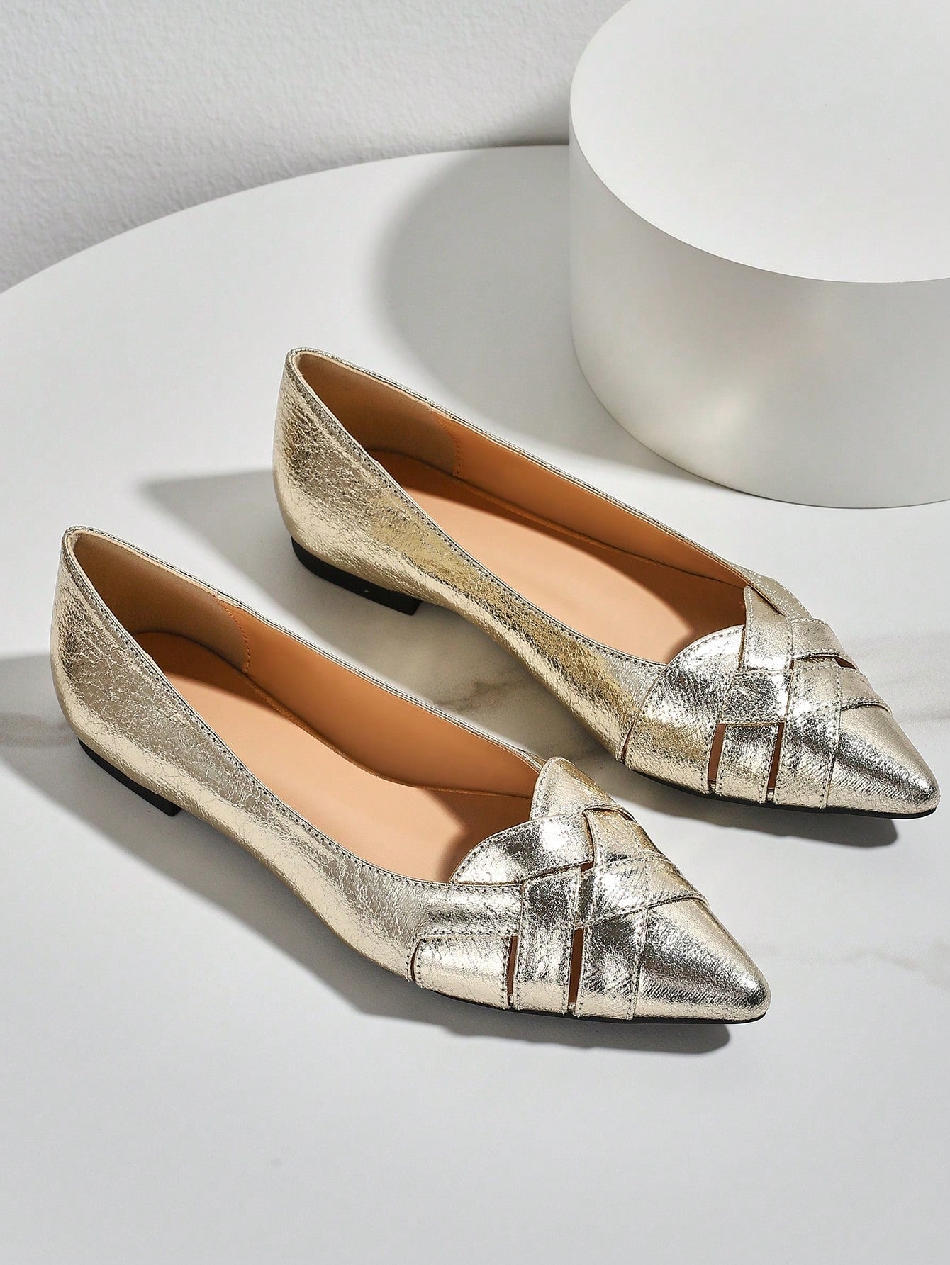 Silver Flat Head Banquet Shoes, Random Upper