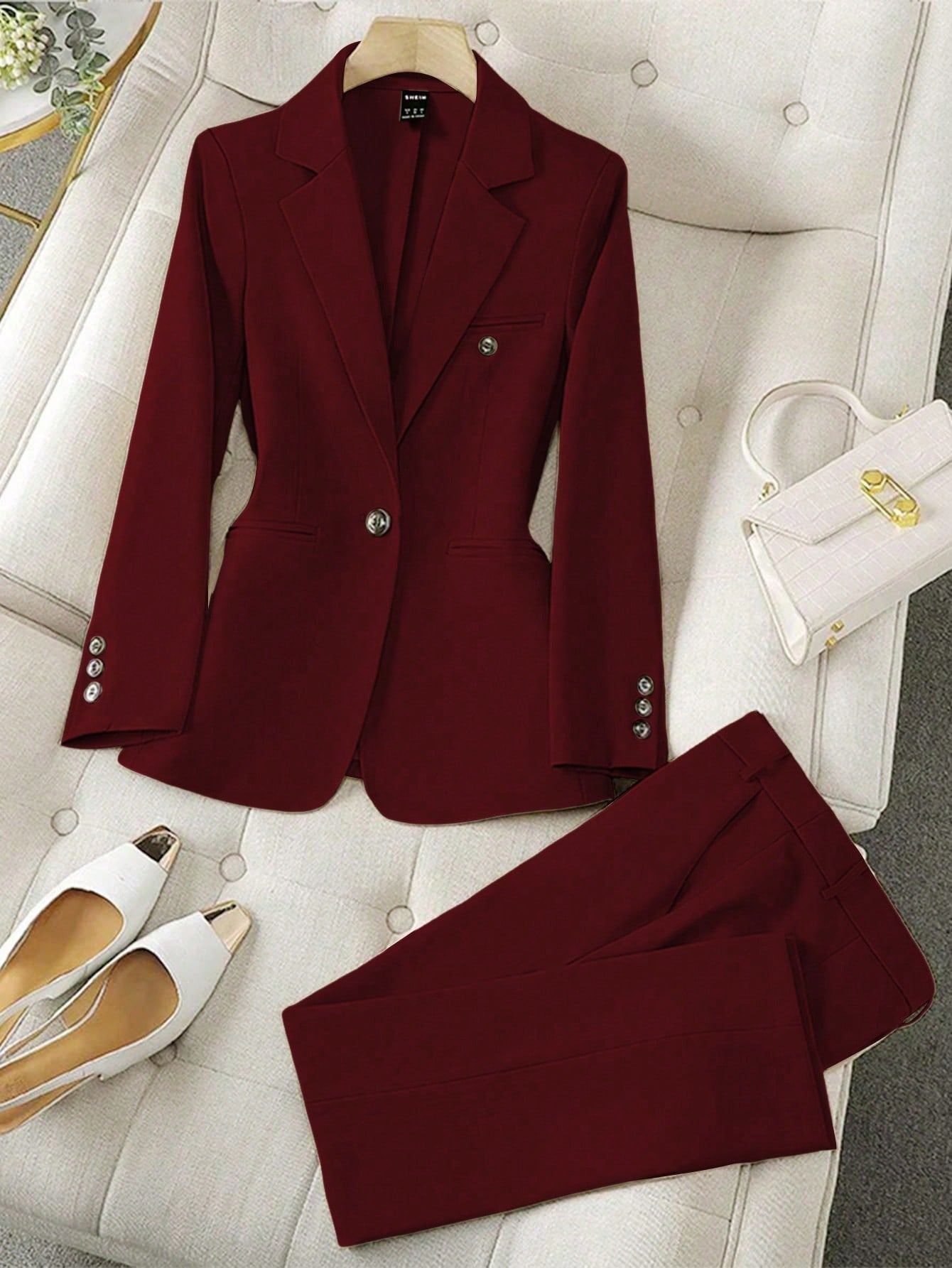 Women's Solid Color Simple Daily Wear Long Sleeve Blazer And Pants Suit