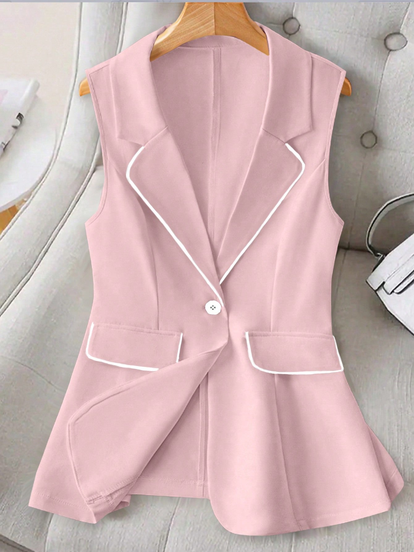 Women's Casual Color-Blocking Sleeveless Blazer For Summer