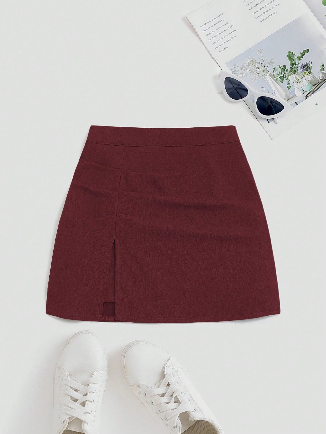 American-Style Design High Waist Split A-Line Skirt, Suit Style Skirt For Women