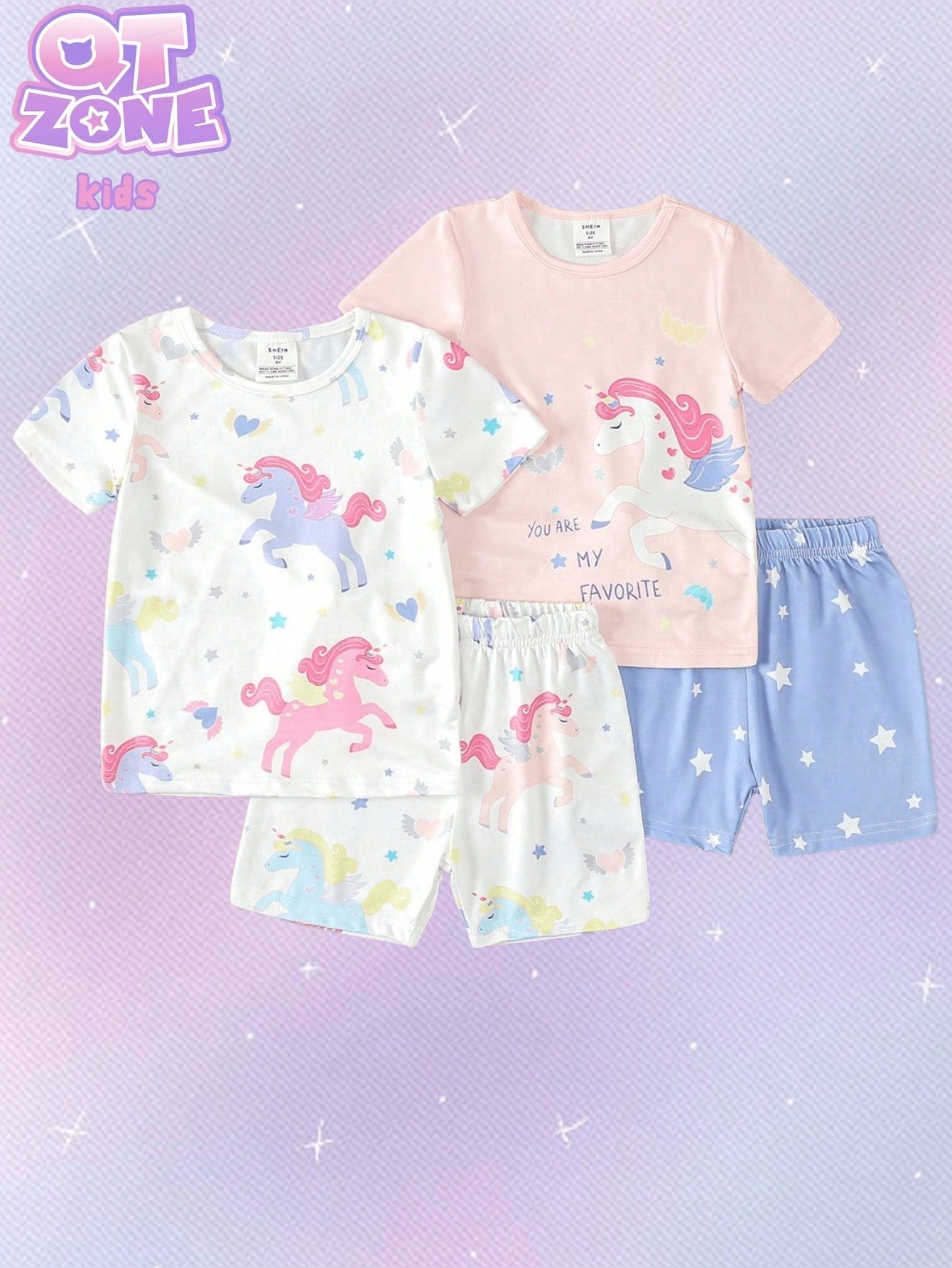 Young Girl Unicorn & Star Print Snug Fit Home Outfit Set