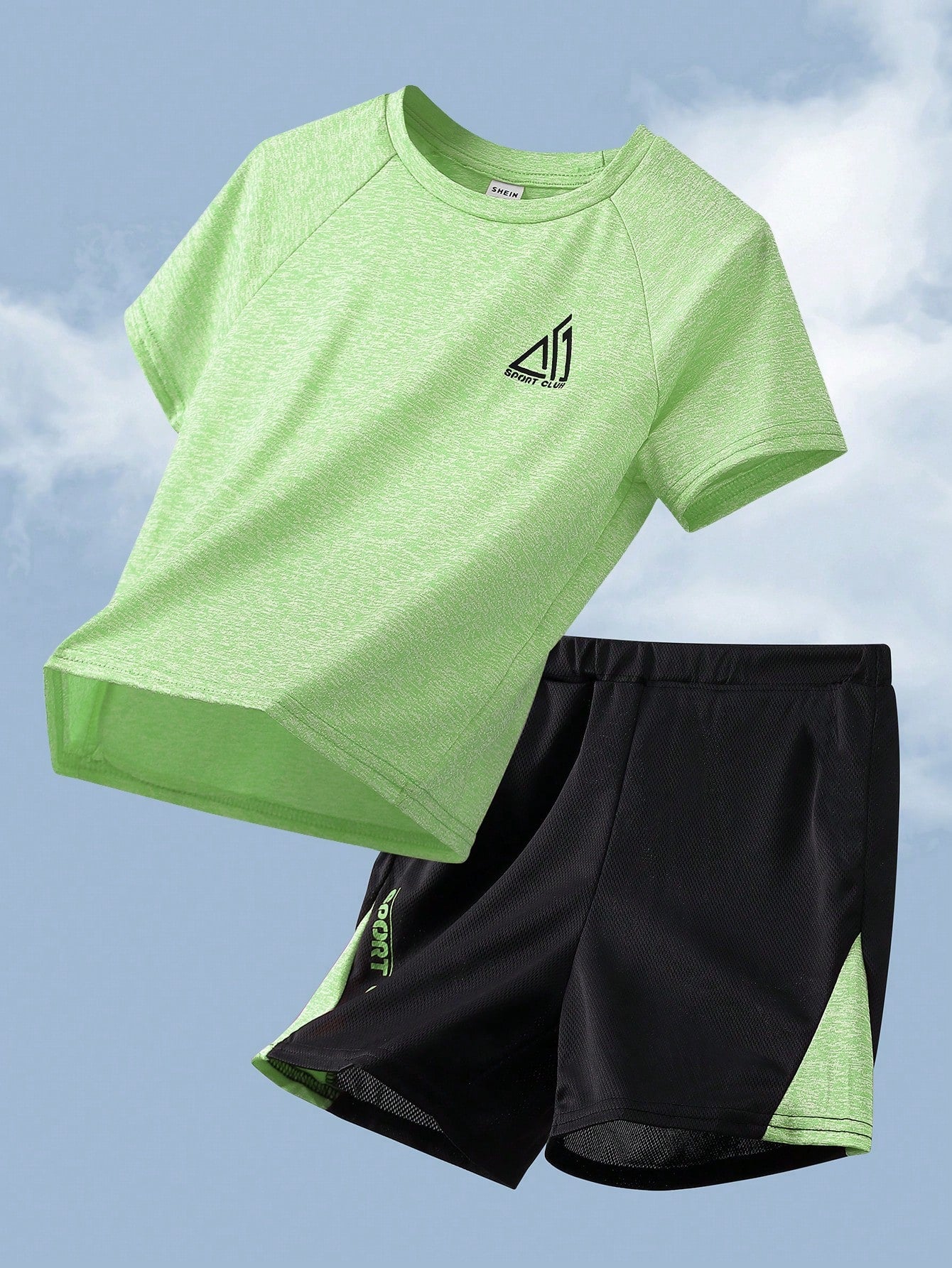 2pcs Tween Boy Colorblock Pattern T-Shirt And Shorts Sports Set